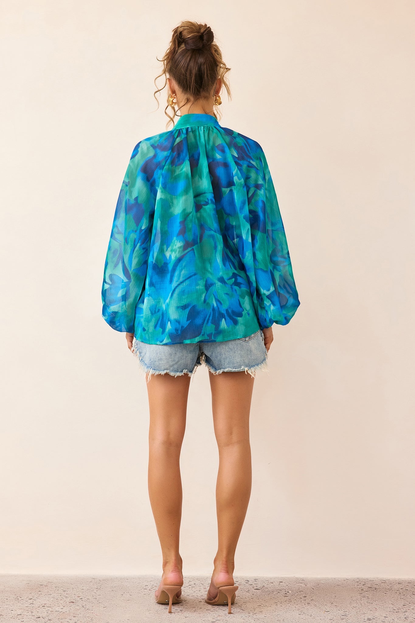Reverie Luxe Chiffon Blouse - Blue Multi