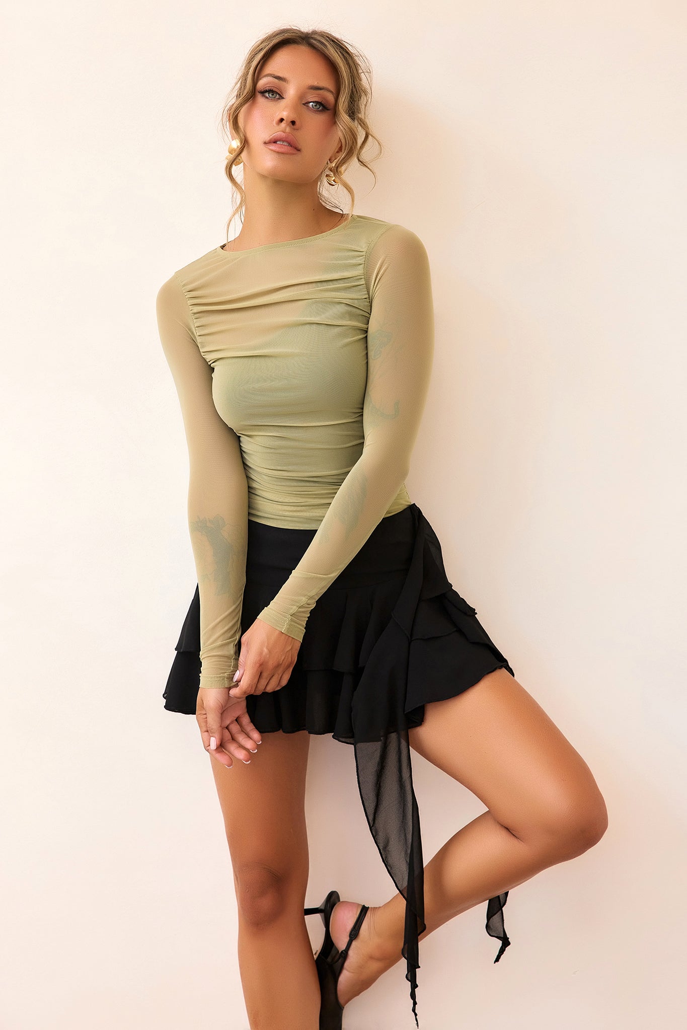 Just Like Me Mesh Top - Sage