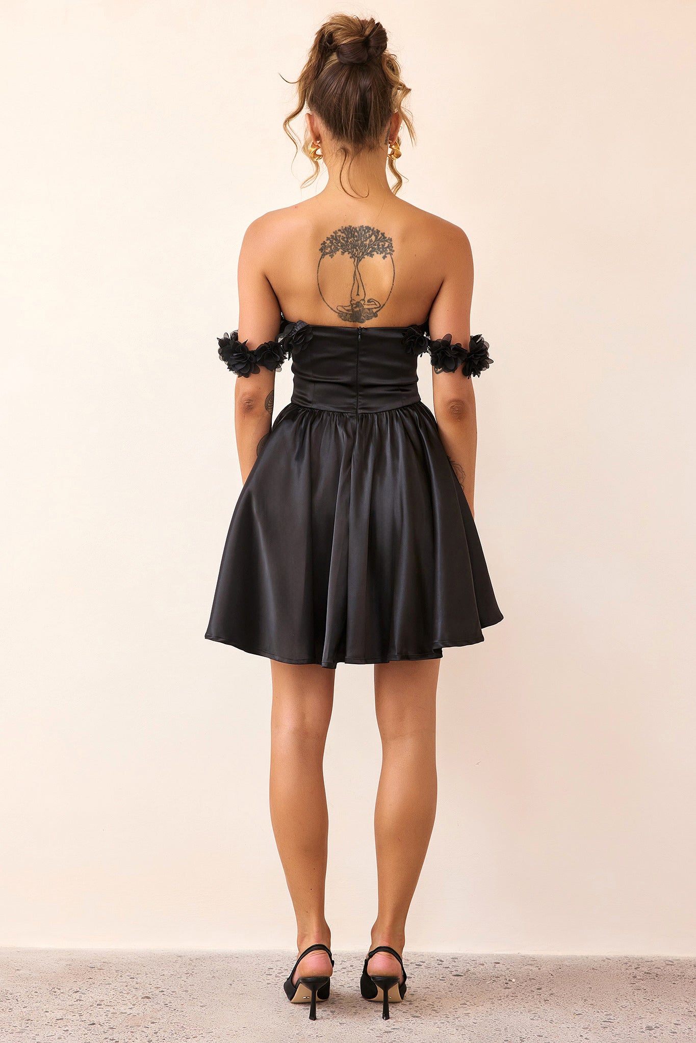 Soft Confession Satin Mini Dress - Black