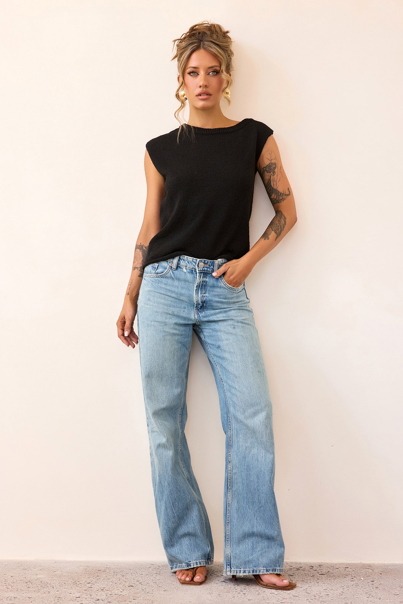 Dance In The Sun Knit Top - Black