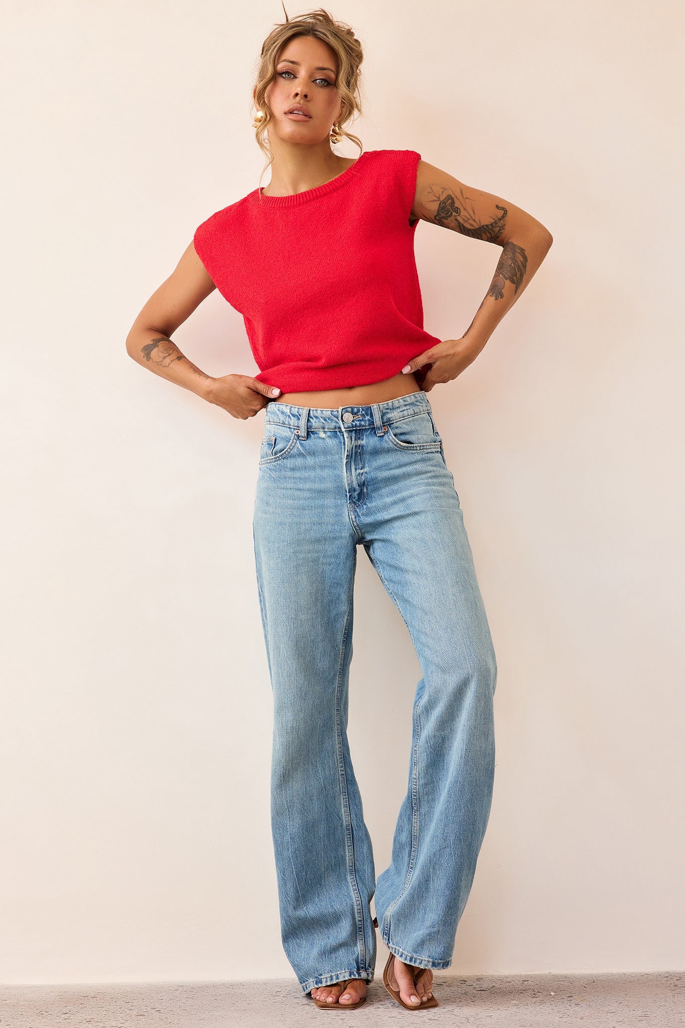 Dance In The Sun Knit Top - Red