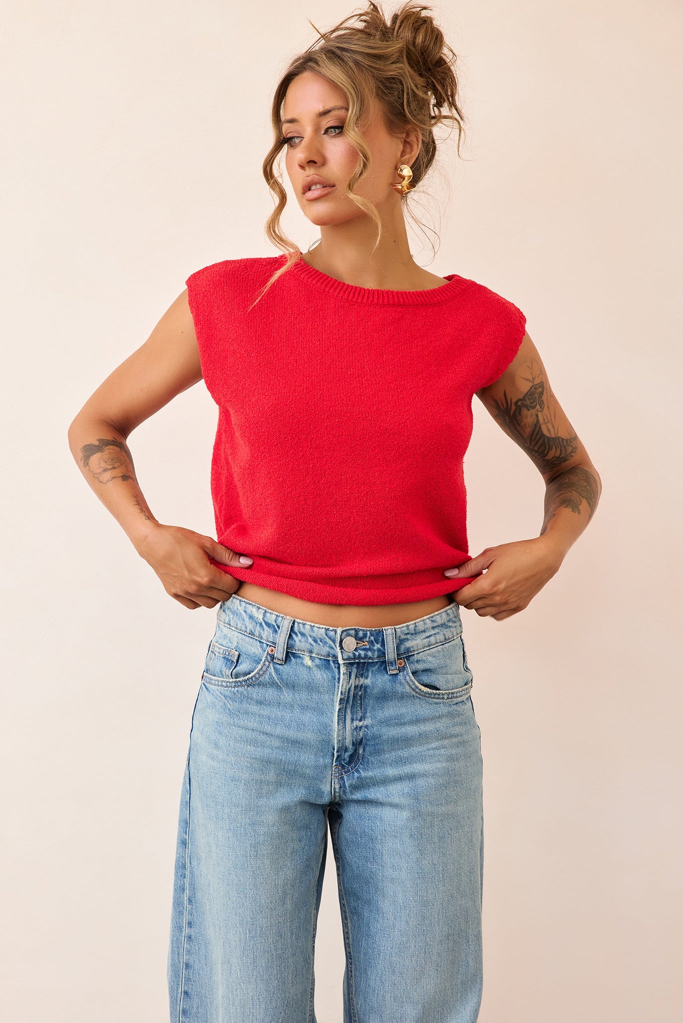 Dance In The Sun Knit Top - Red