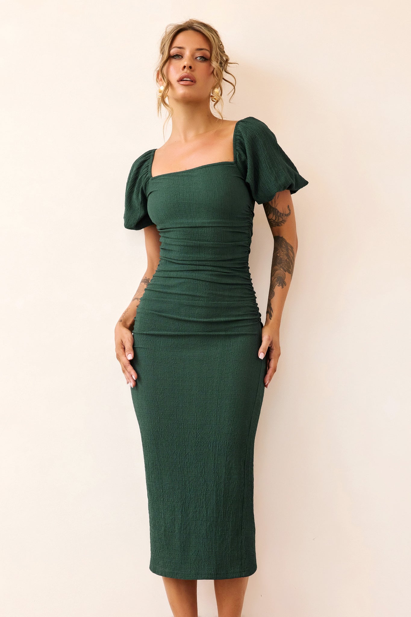 Our Memories Jersey Midi Dress - Forest Green