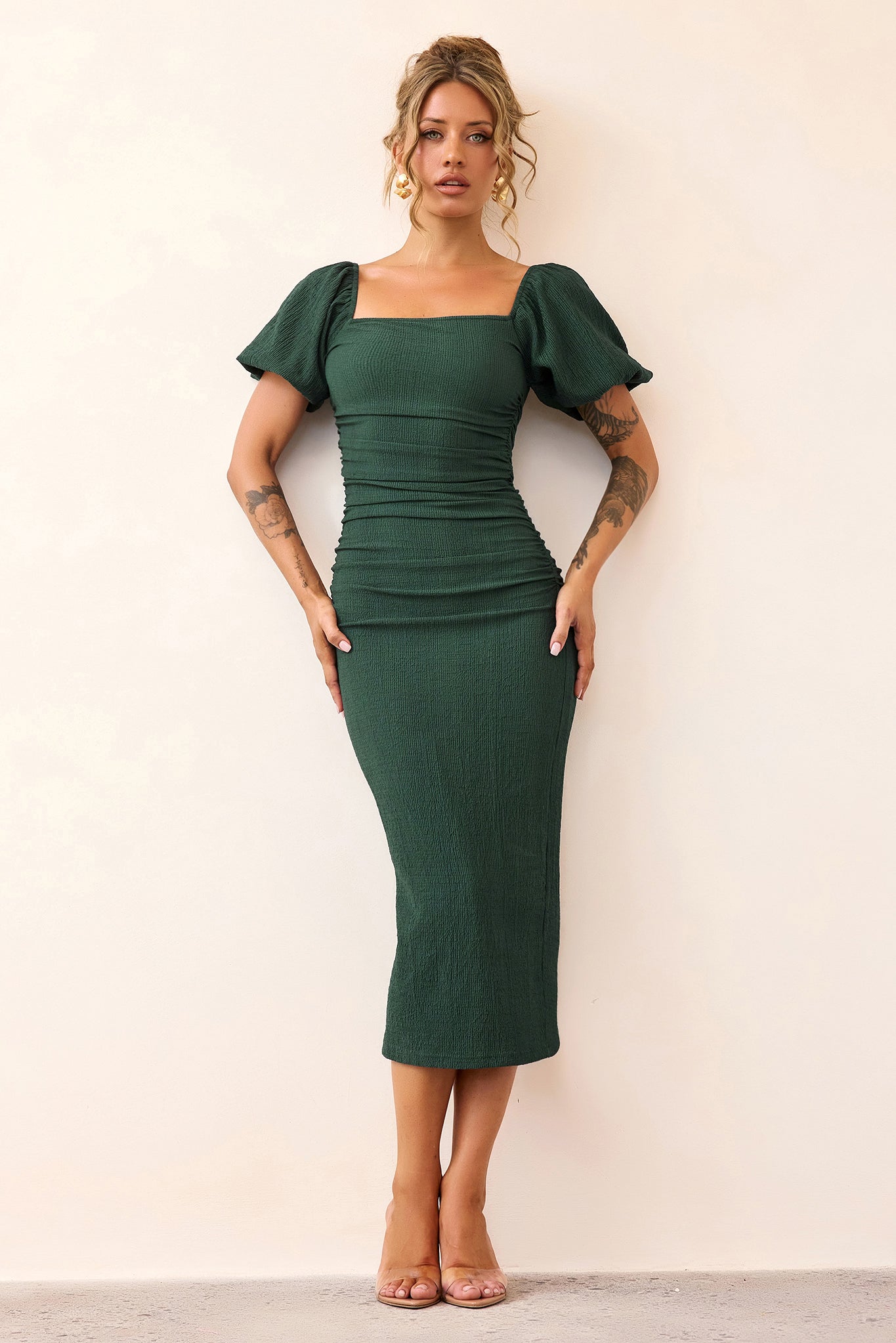Our Memories Jersey Midi Dress - Forest Green