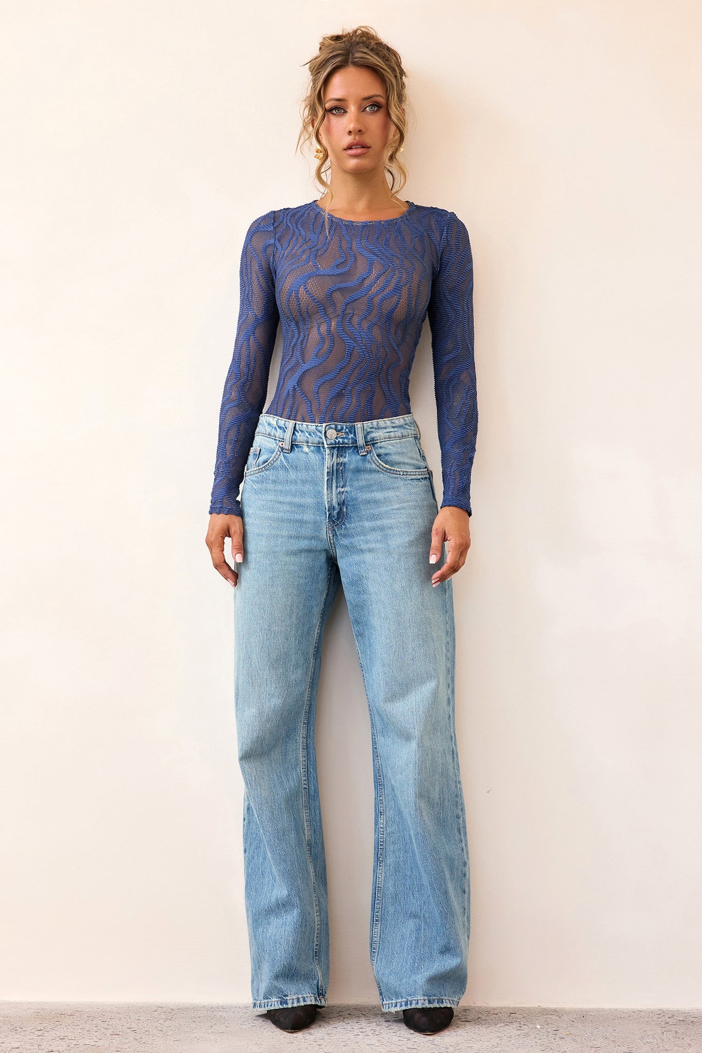 Siren Flow Lace Bodysuit - Midnight Blue