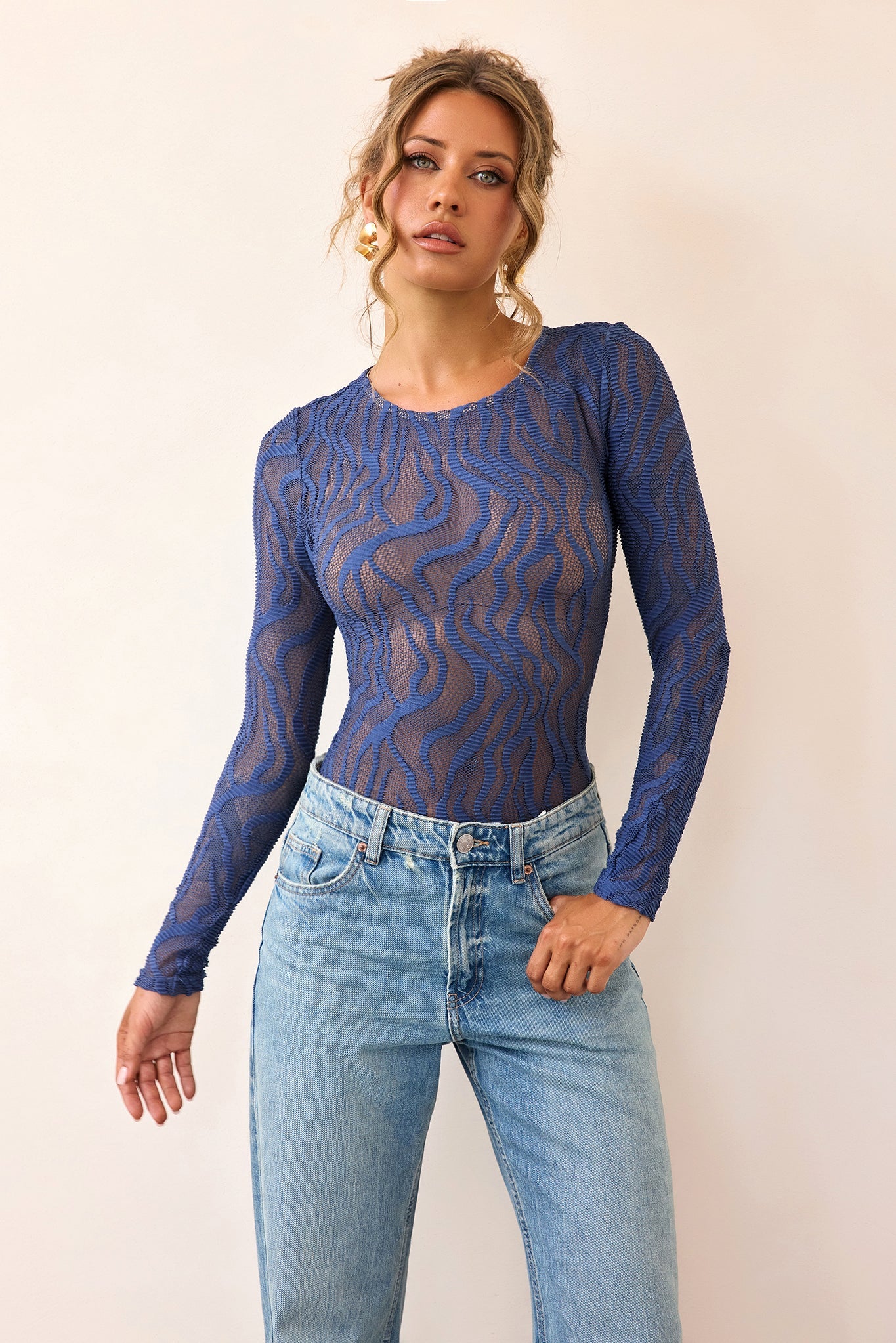 Siren Flow Lace Bodysuit - Midnight Blue
