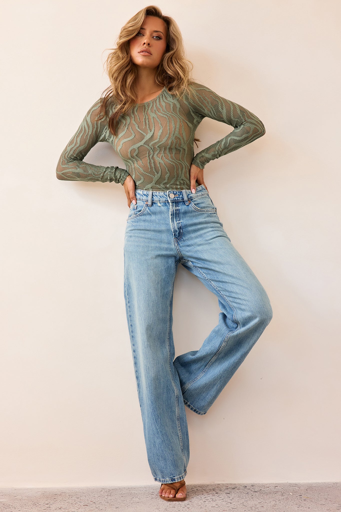 Siren Flow Lace Bodysuit - Olive