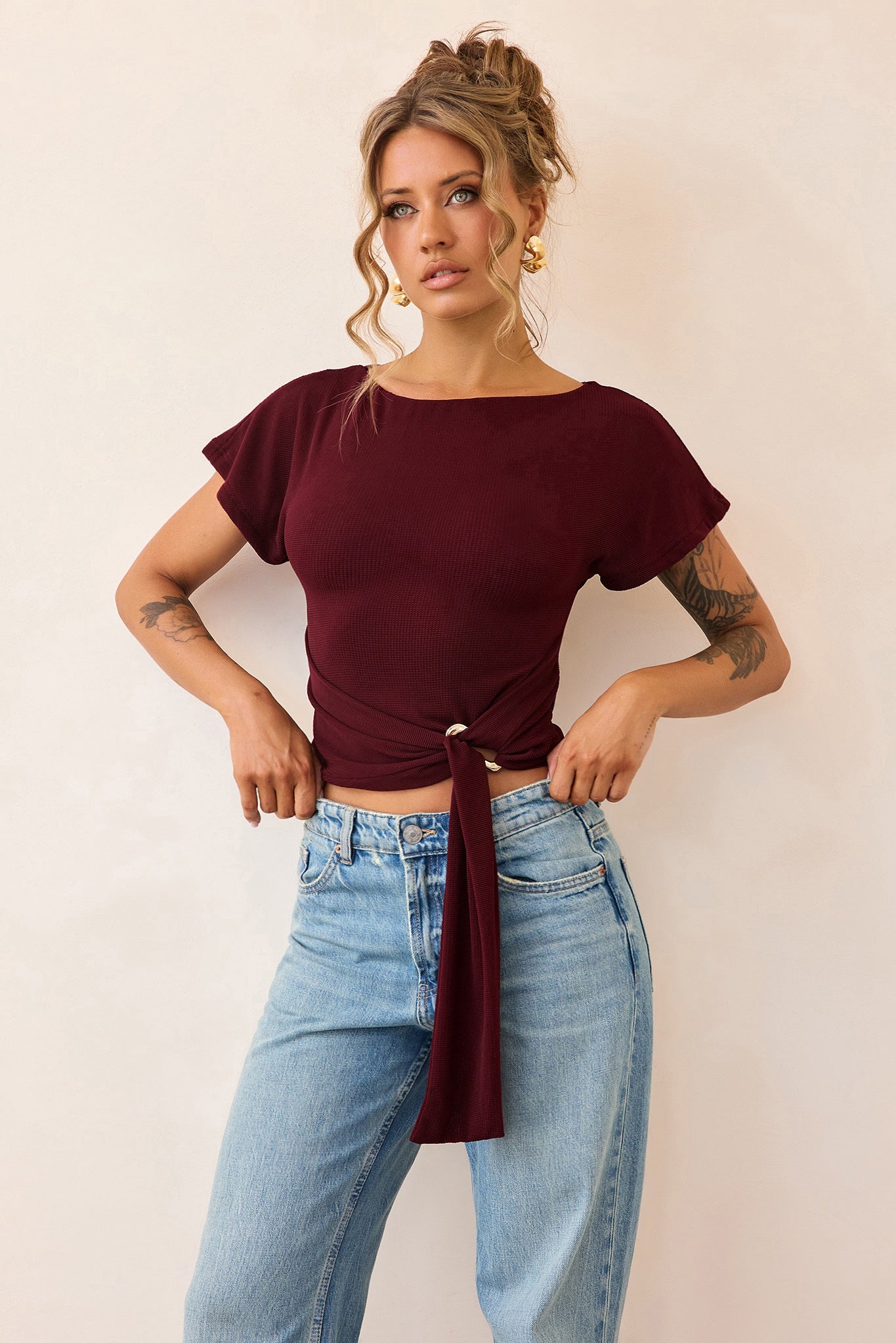 Quiet Form Jersey Top - Wine
