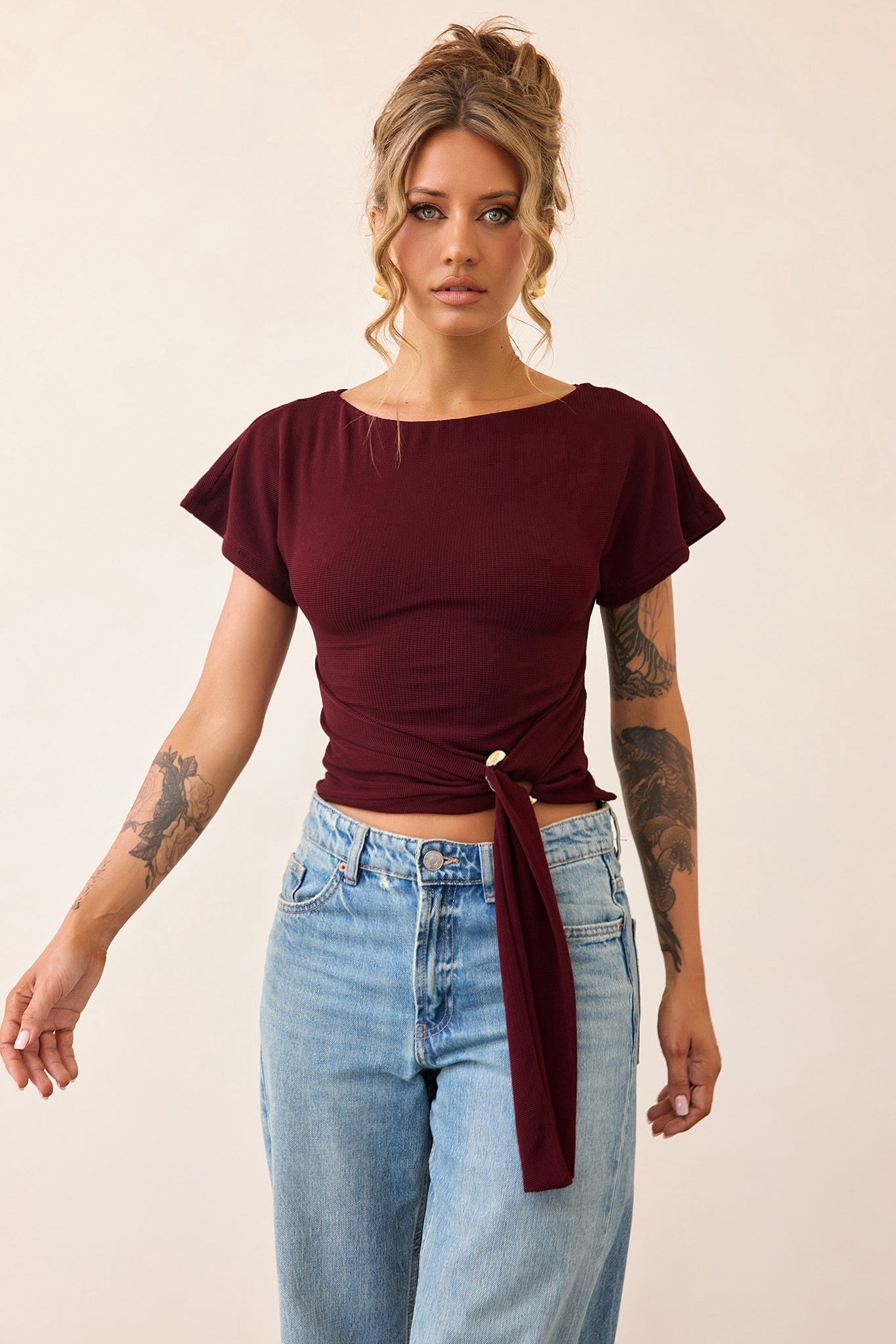 Quiet Form Jersey Top - Wine