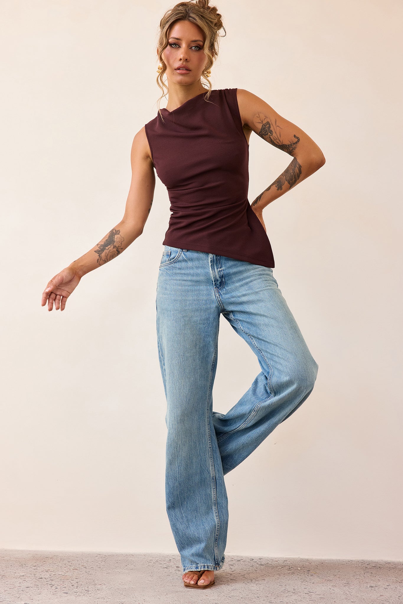 After Dark Drape Jersey Top - Cocoa
