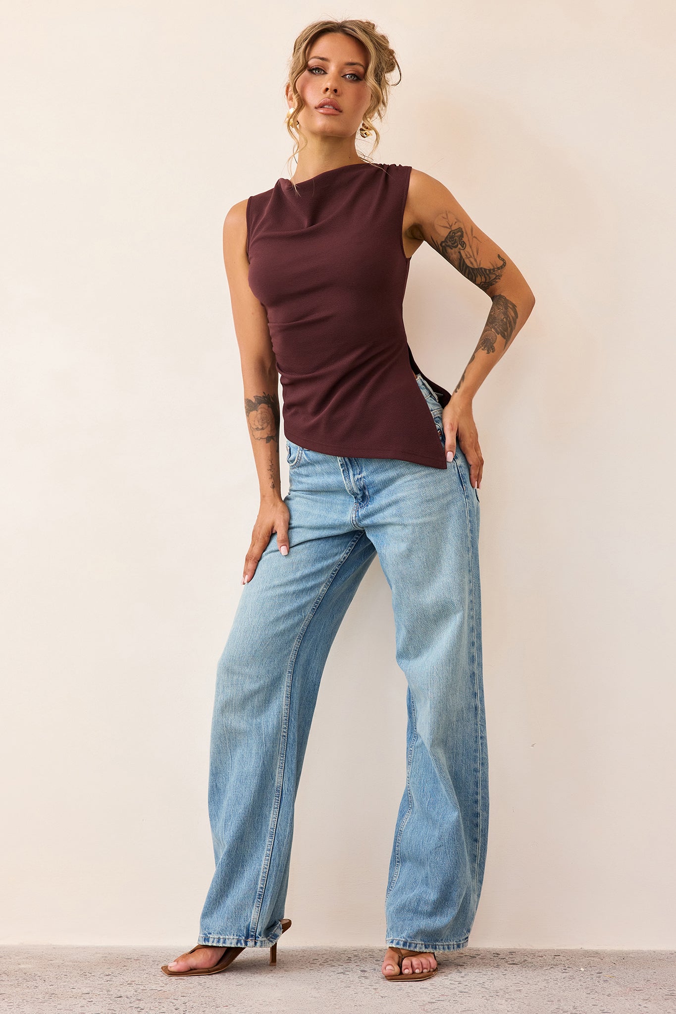 After Dark Drape Jersey Top - Cocoa