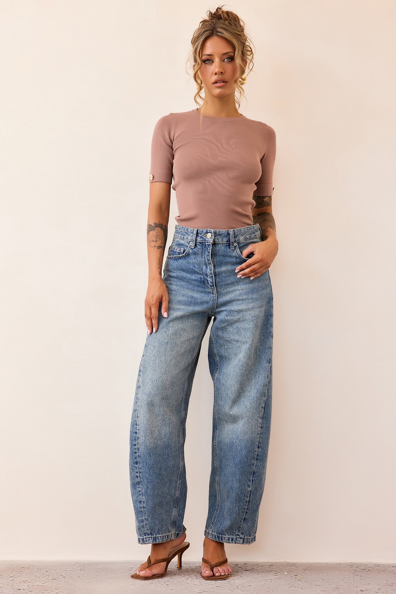 Sculpt Rib Knit Top - Mocha