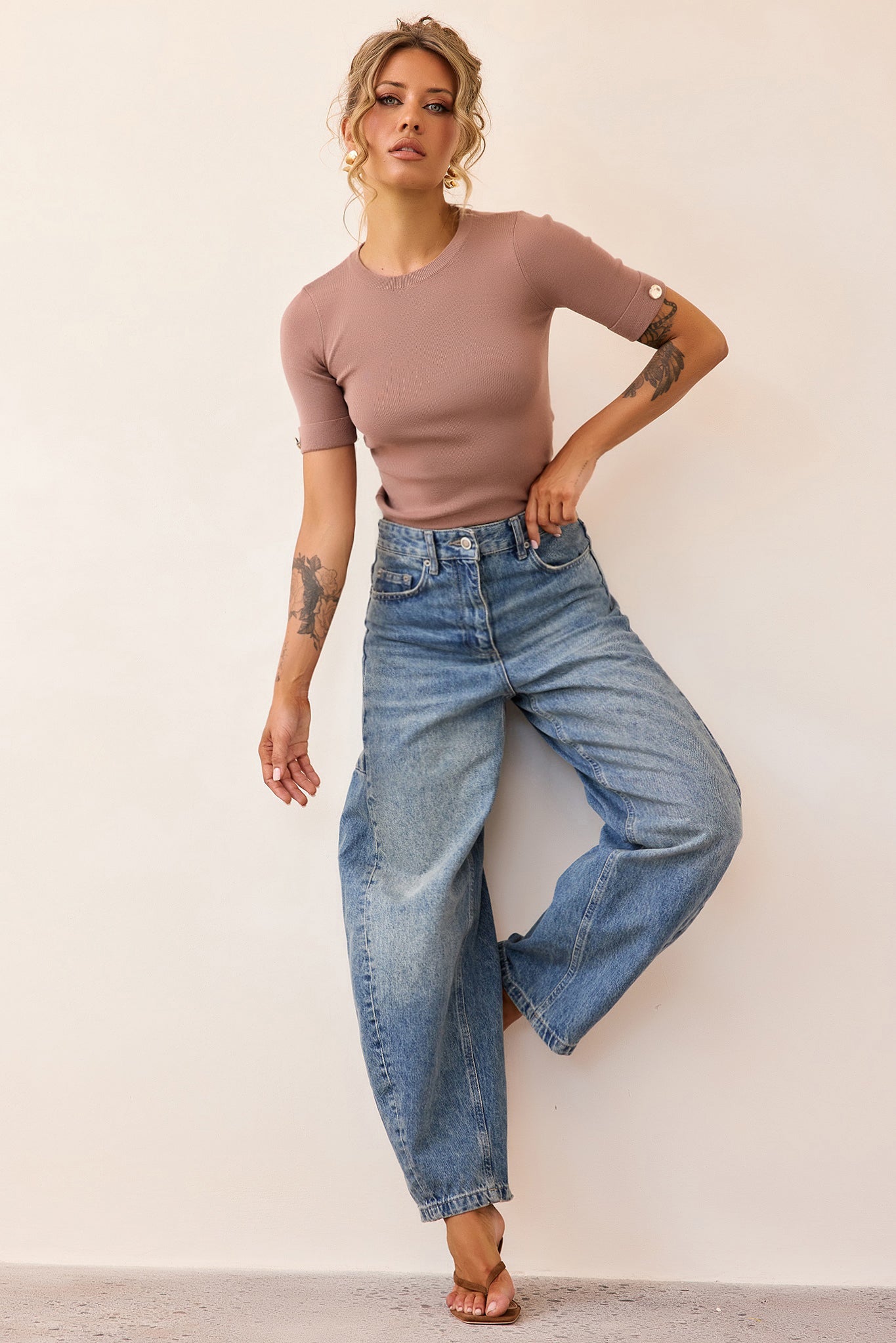 Sculpt Rib Knit Top - Mocha