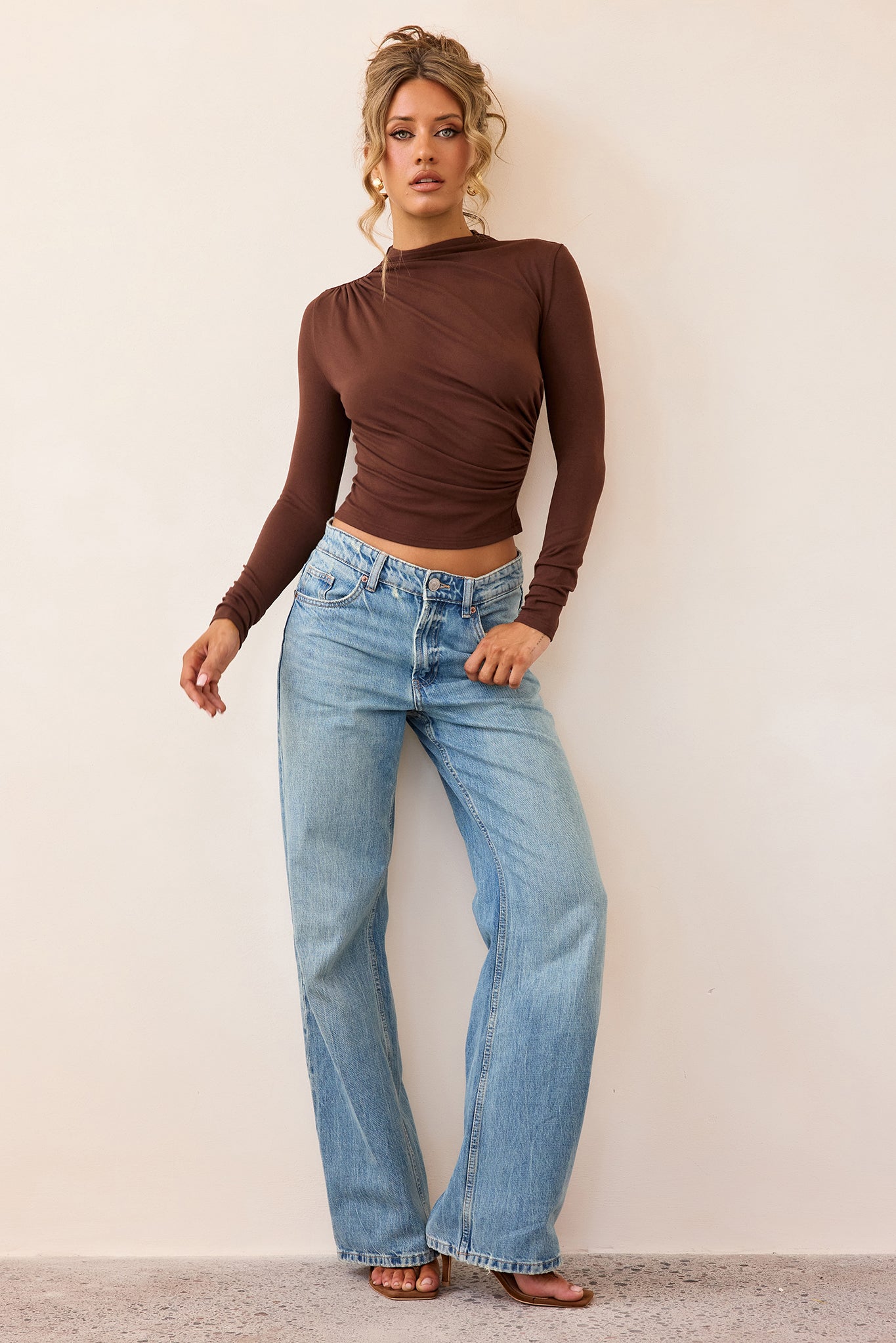 Contour Whisper Jersey Top - Brown