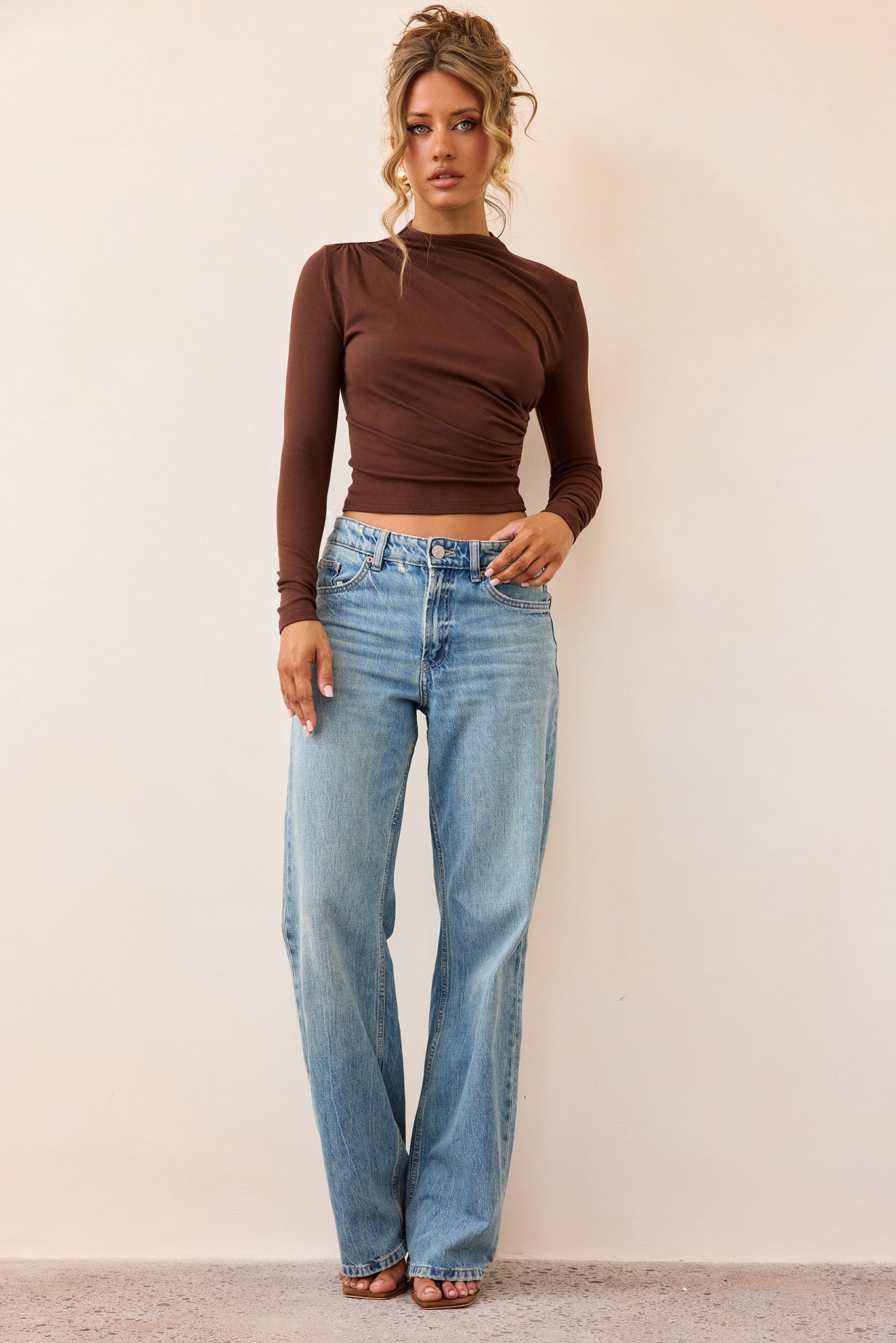 Contour Whisper Jersey Top - Brown