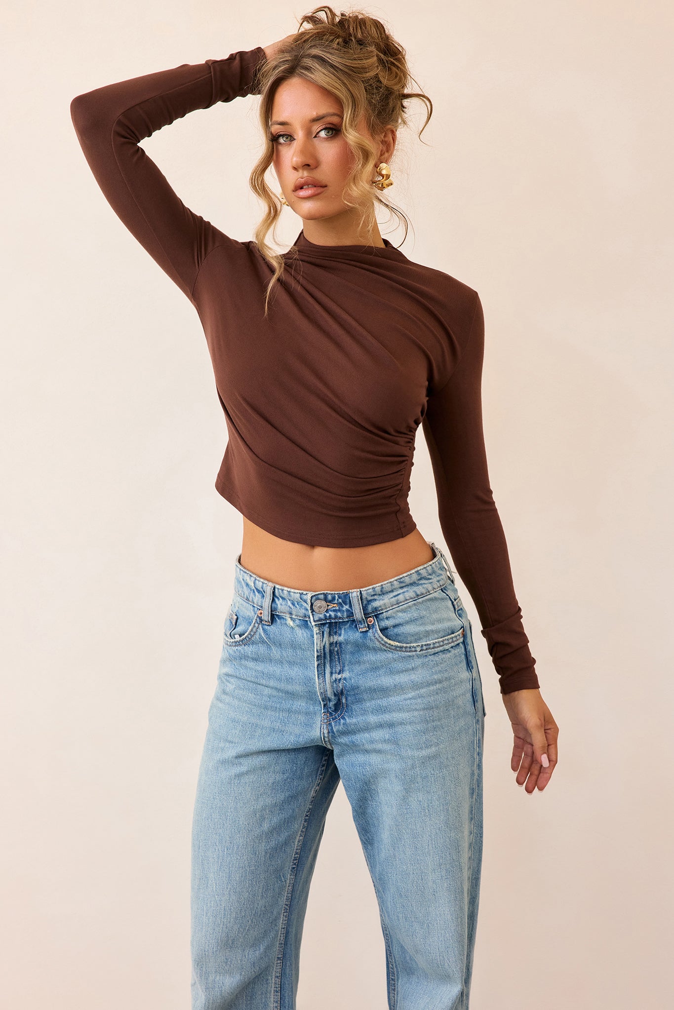 Contour Whisper Jersey Top - Brown