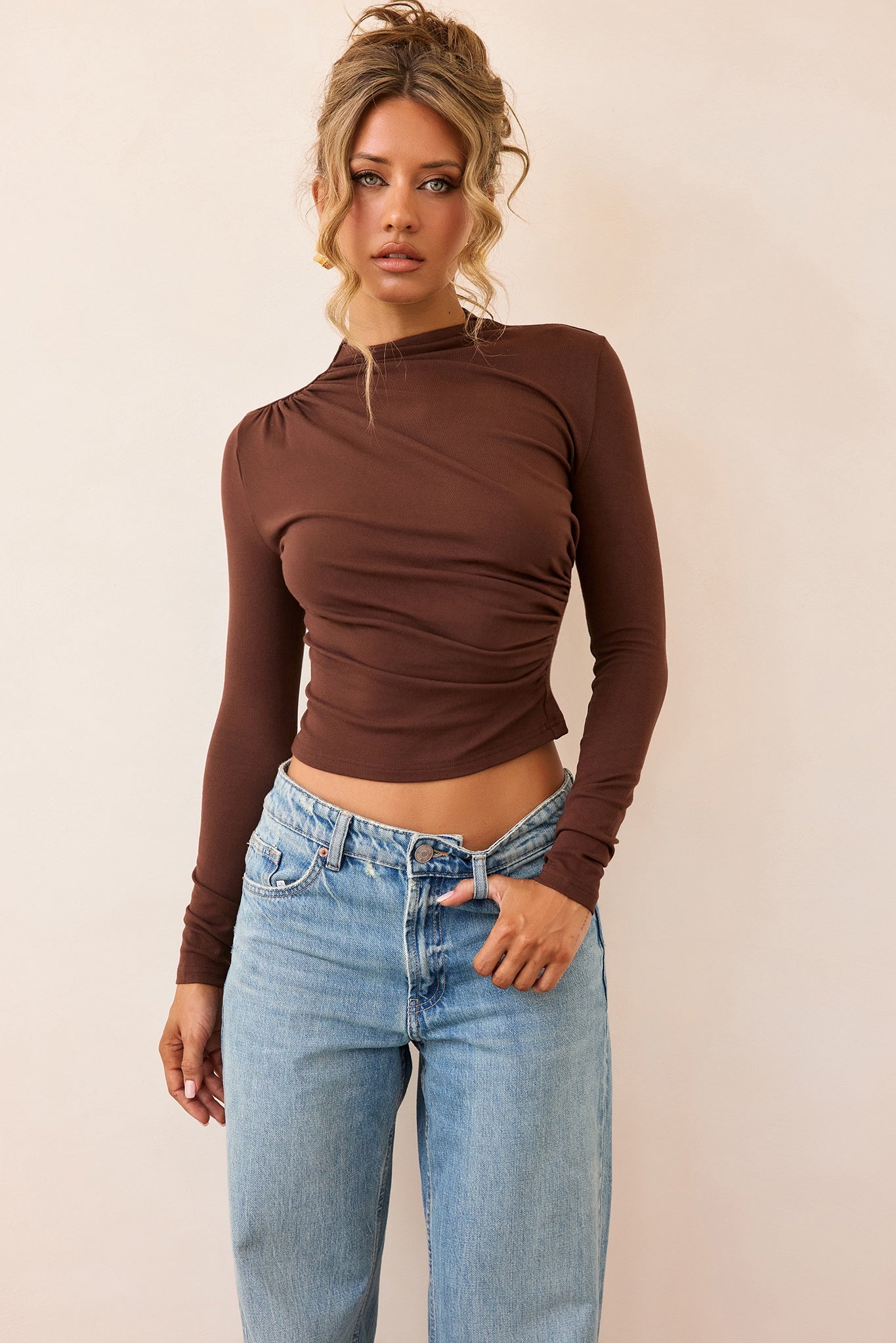 Contour Whisper Jersey Top - Brown
