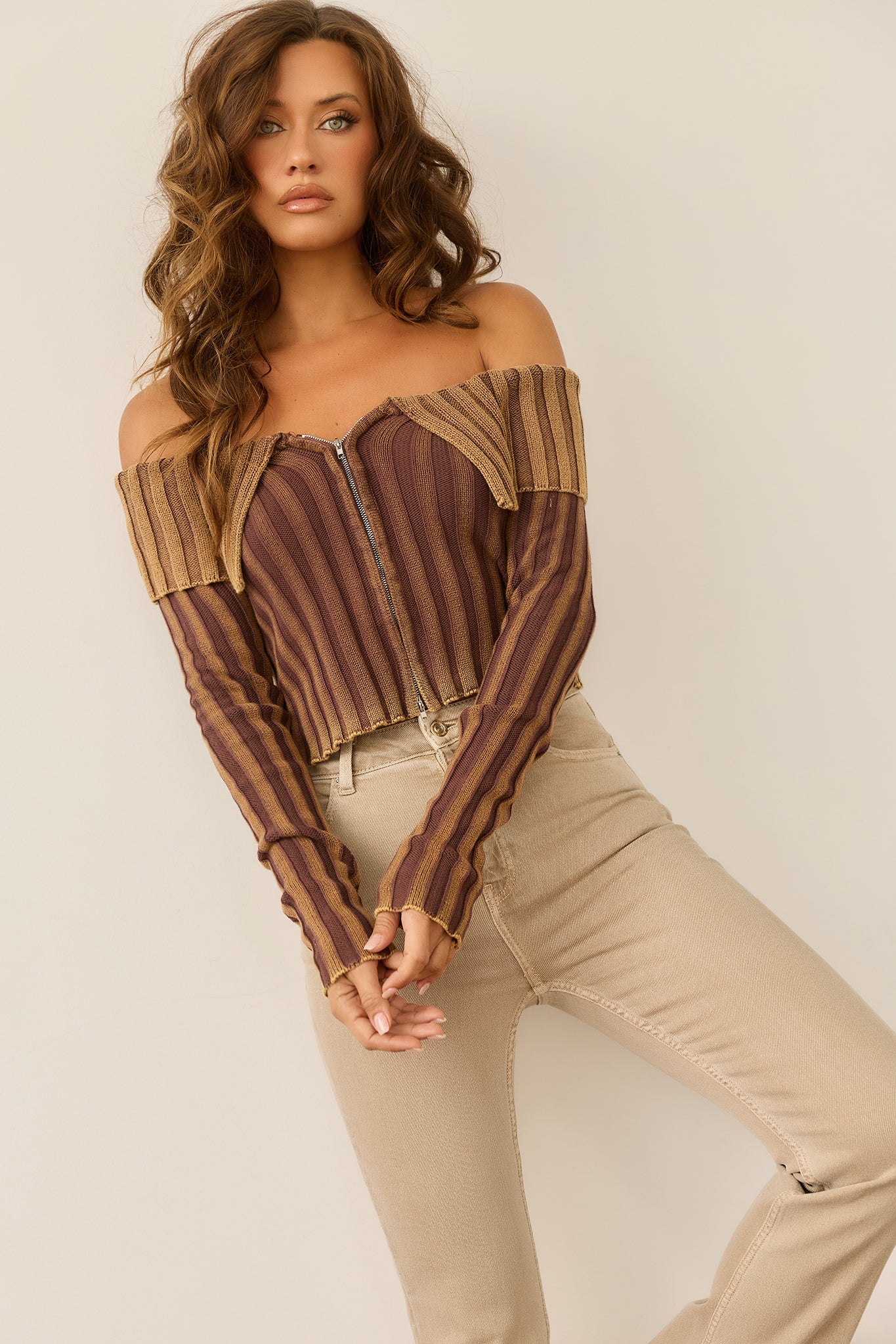 Alicia Knit Top - Brown