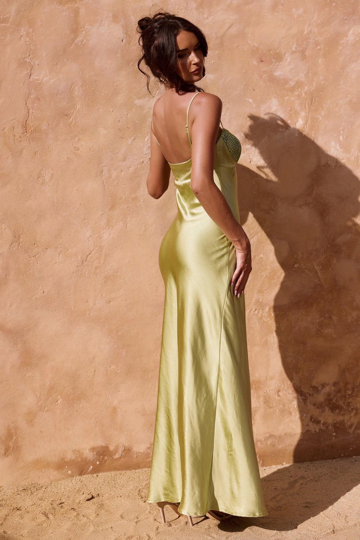 Aurora Crystal Maxi Dress - Olive