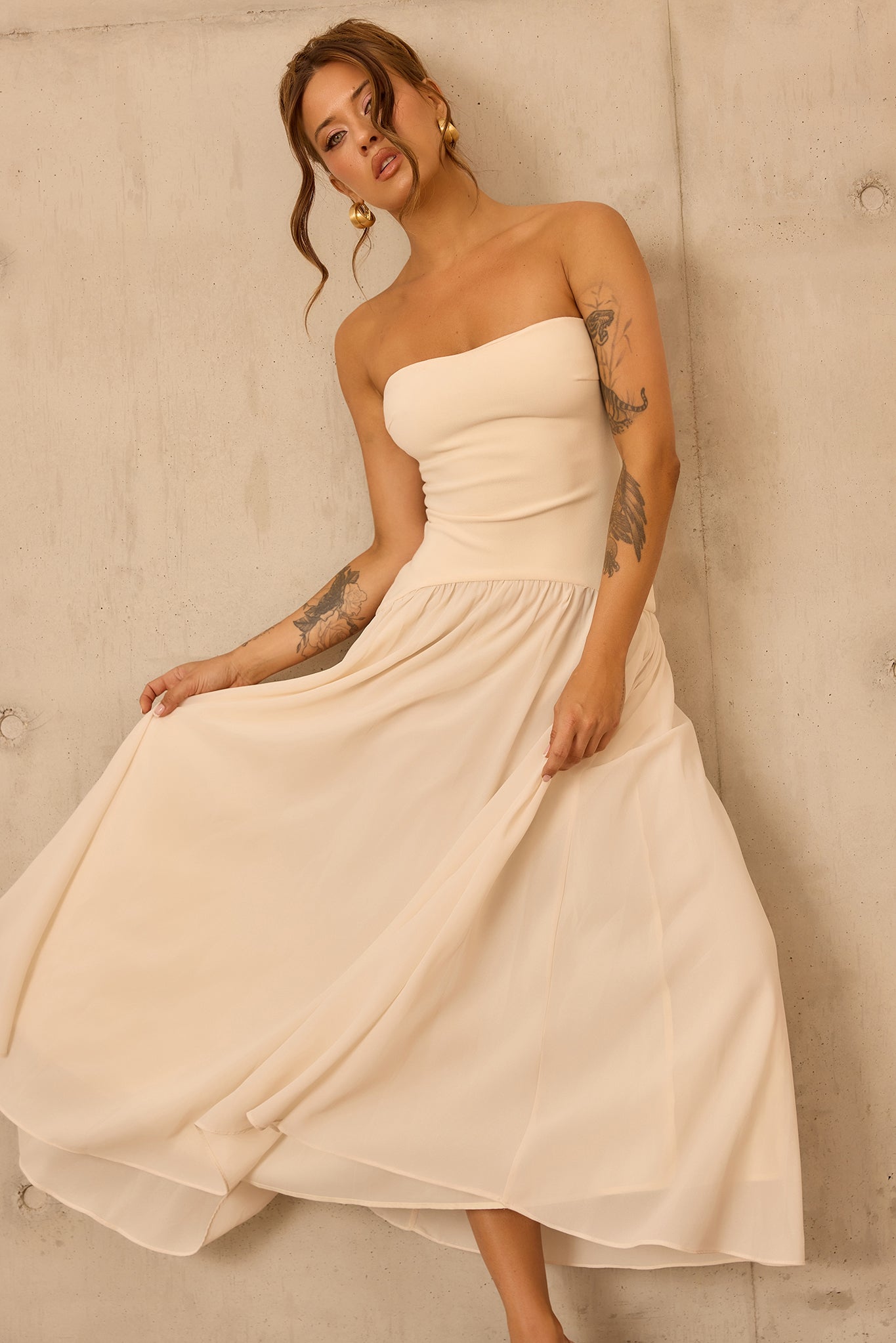 Bare Grace Strapless Maxi Dress - Cream
