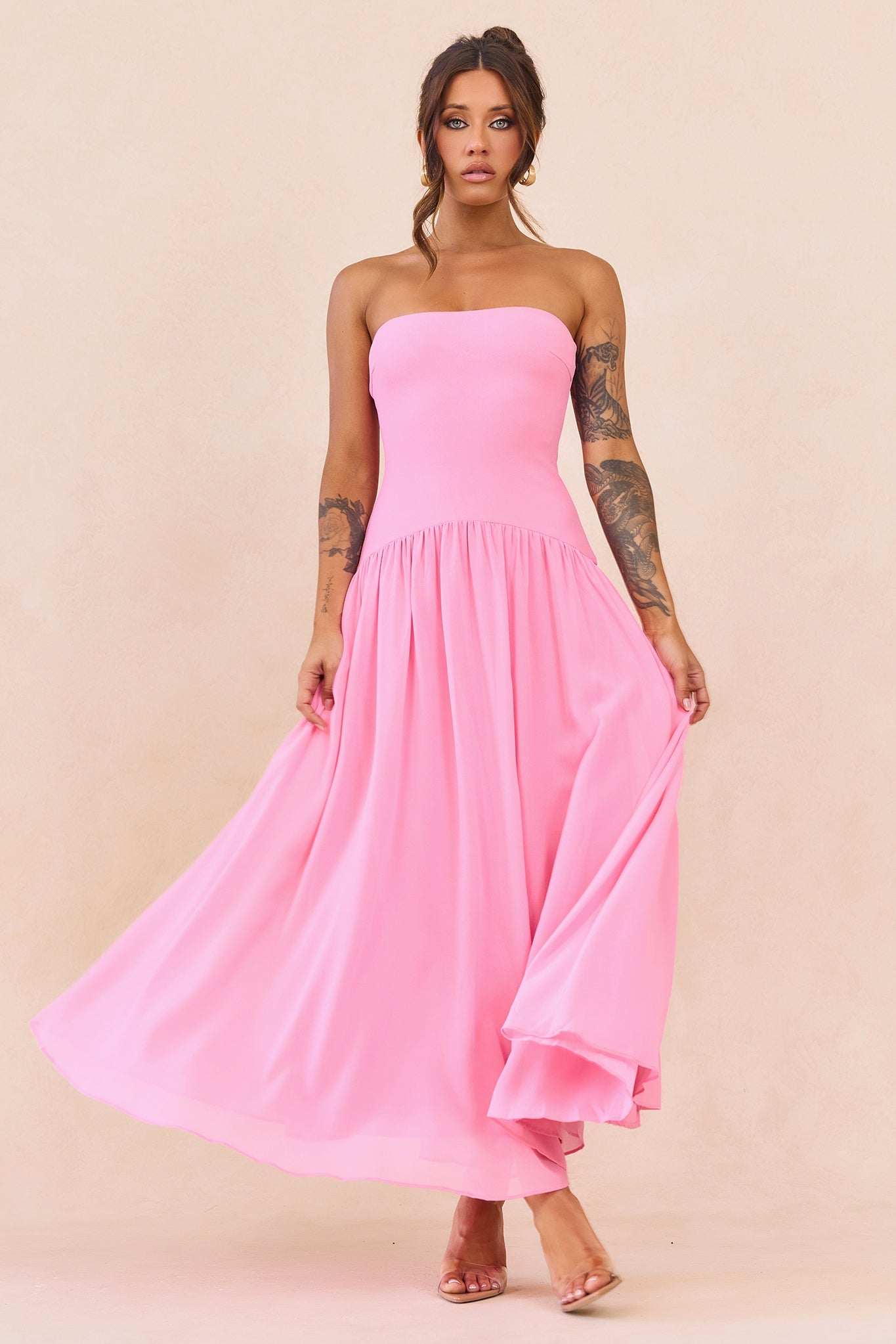 Bare Grace Strapless Maxi Dress - Pink