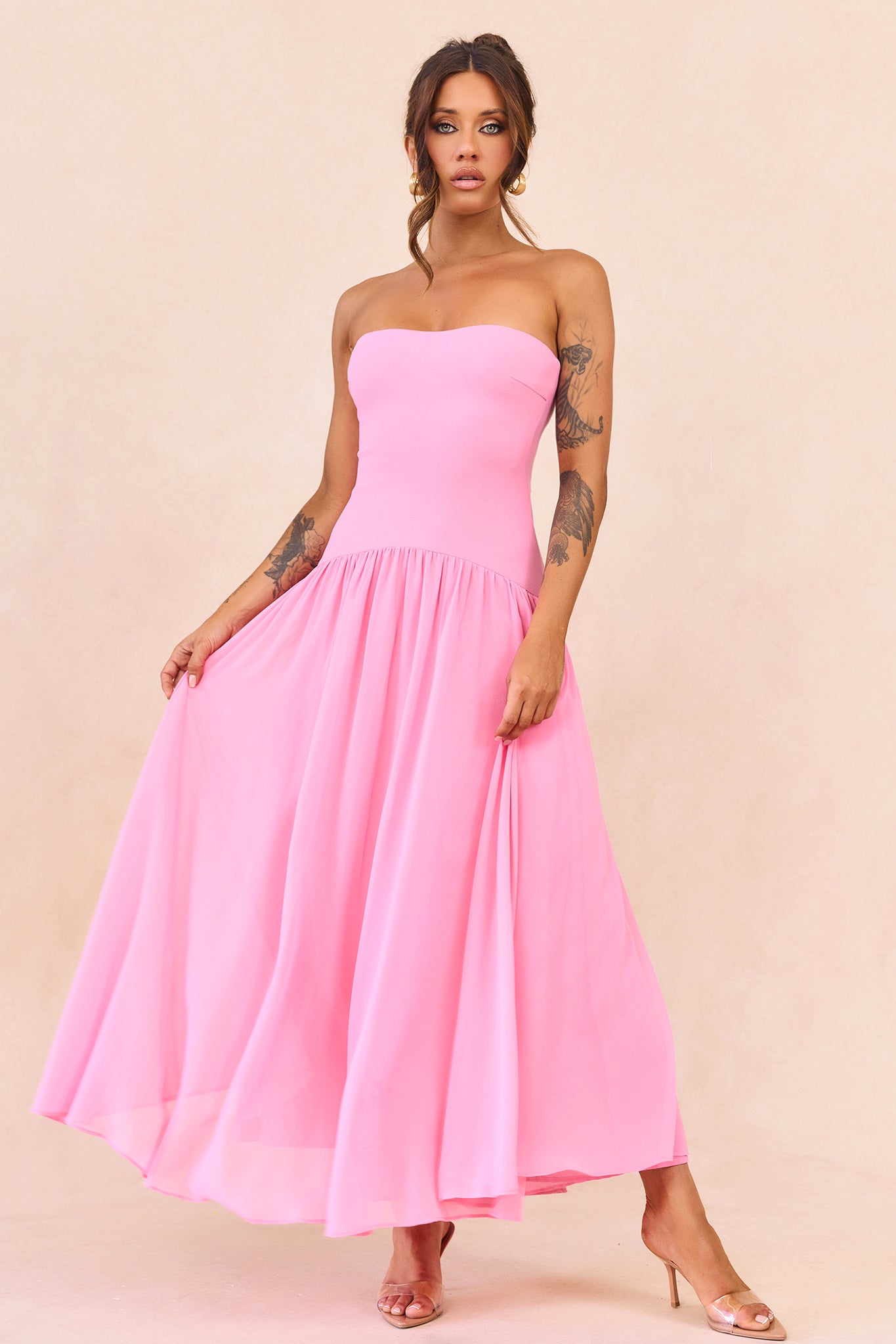Bare Grace Strapless Maxi Dress - Pink