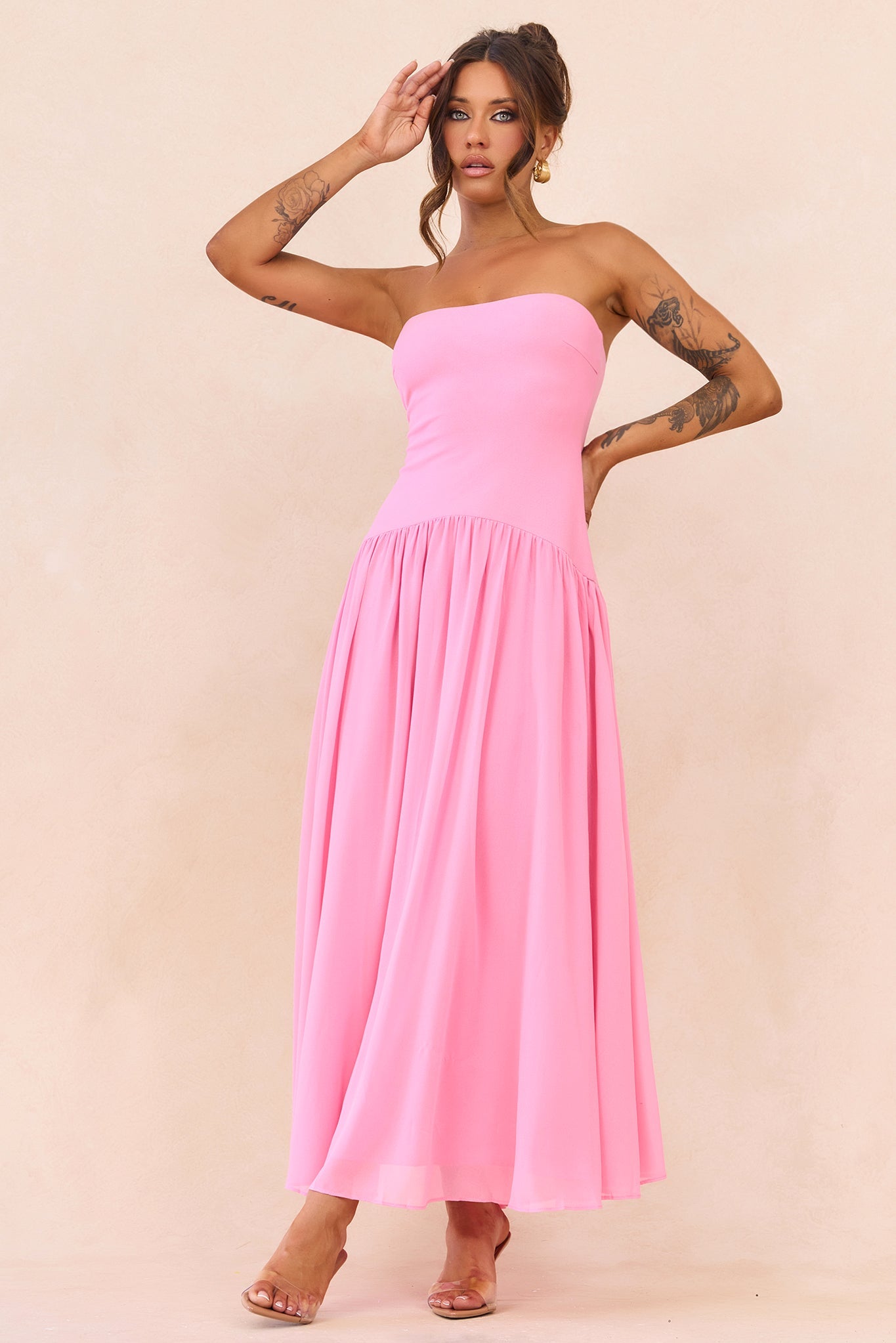 Bare Grace Strapless Maxi Dress - Pink