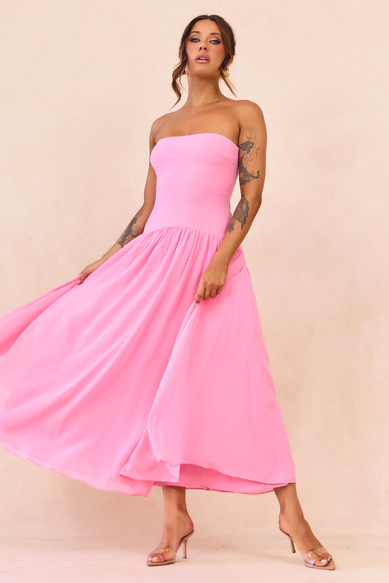 Bare Grace Strapless Maxi Dress - Pink