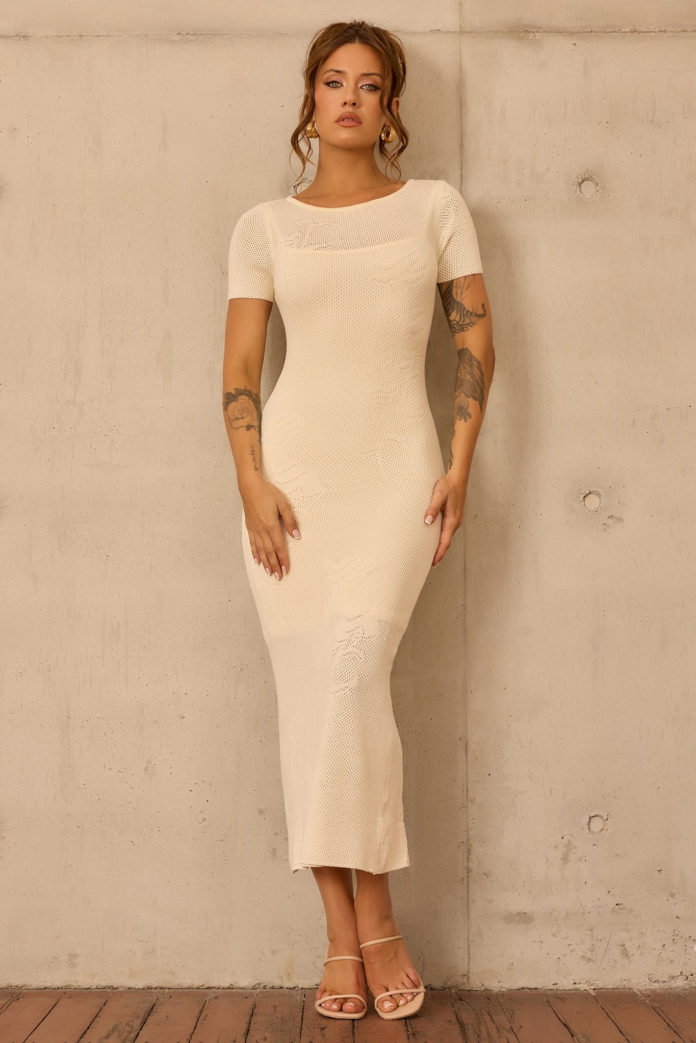 Bloomfield Knit Midi Dress - Beige