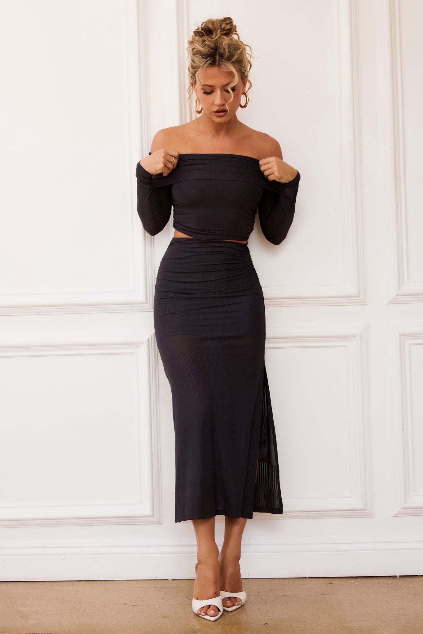 Catalina Midi Skirt - Charcoal