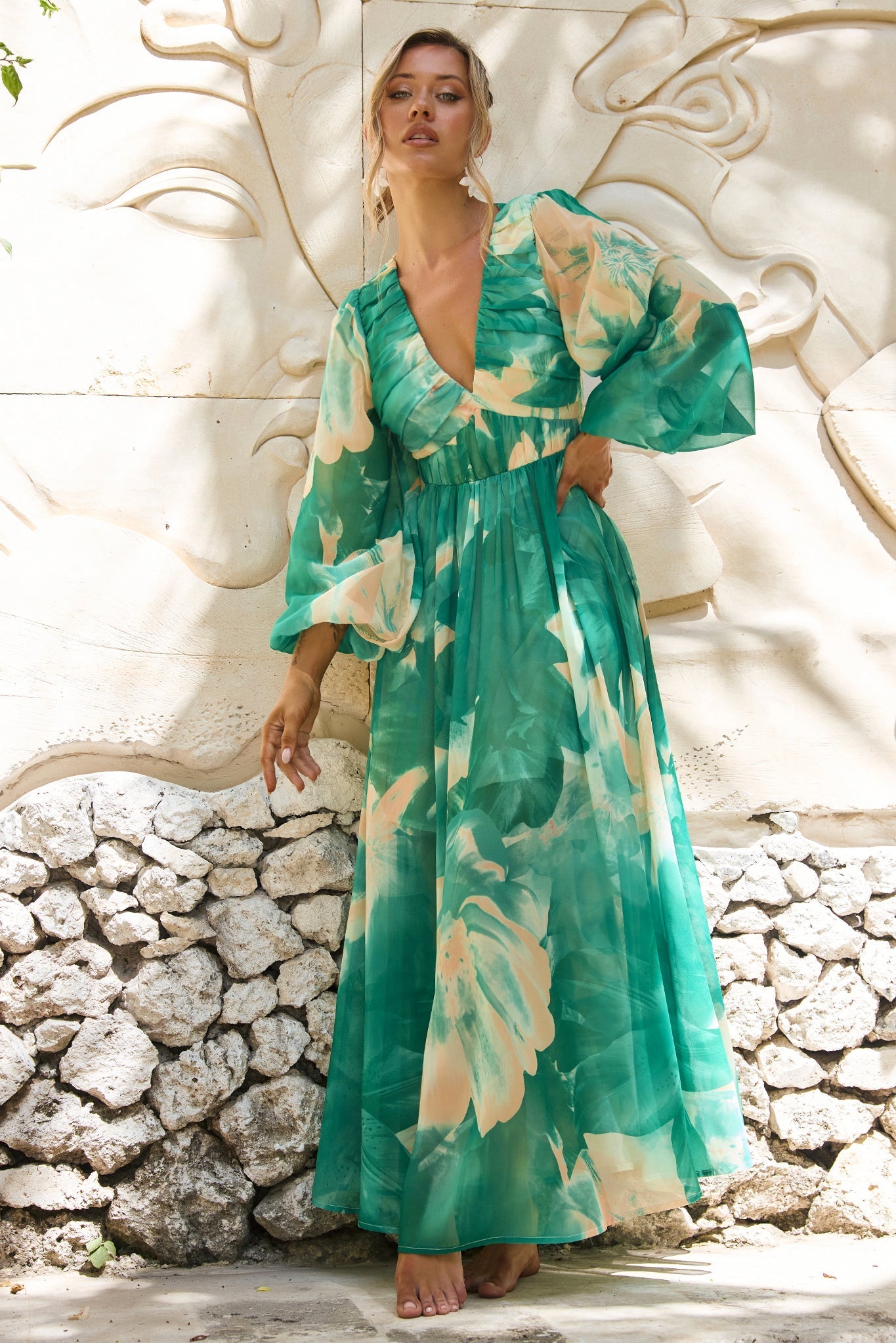 Coastlines Maxi Dress - Green Multi