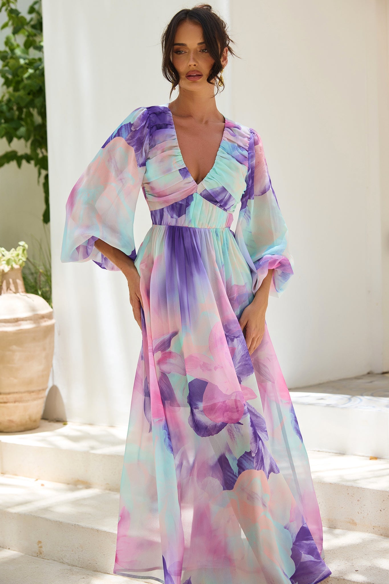 Coastlines Maxi Dress - Purple Multi