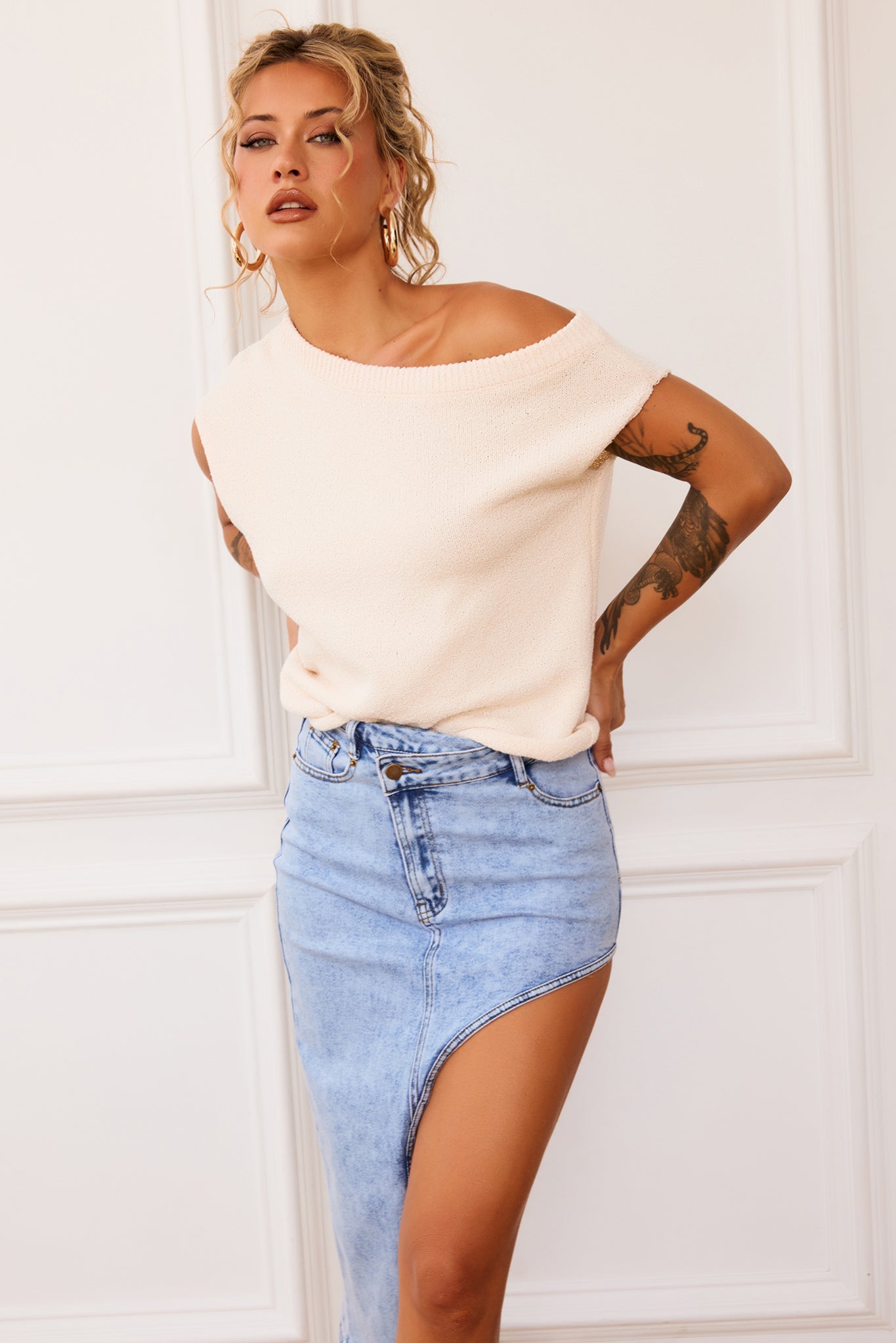 Dance In The Sun Knit Top - Beige