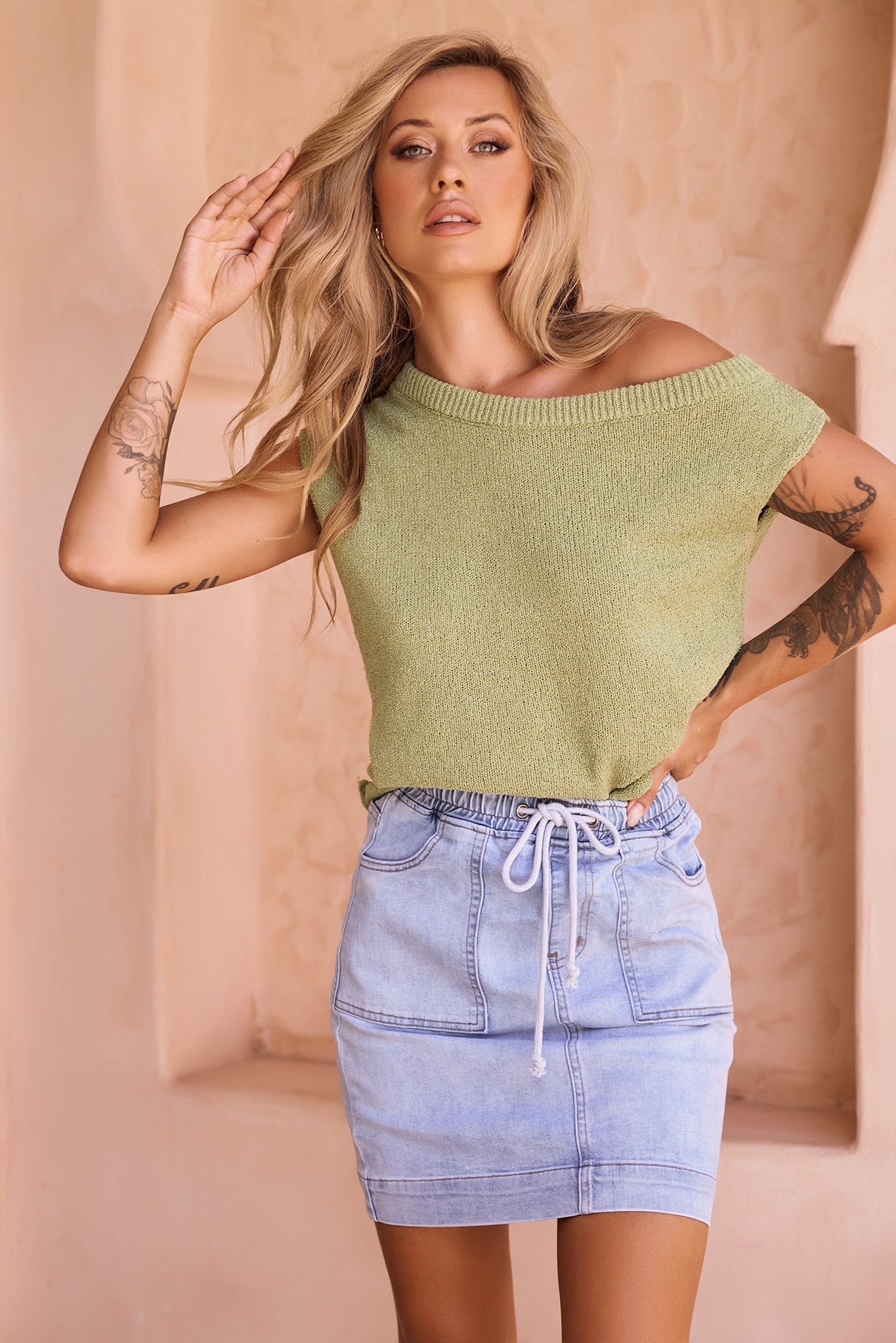 Dance In The Sun Knit Top - Olive