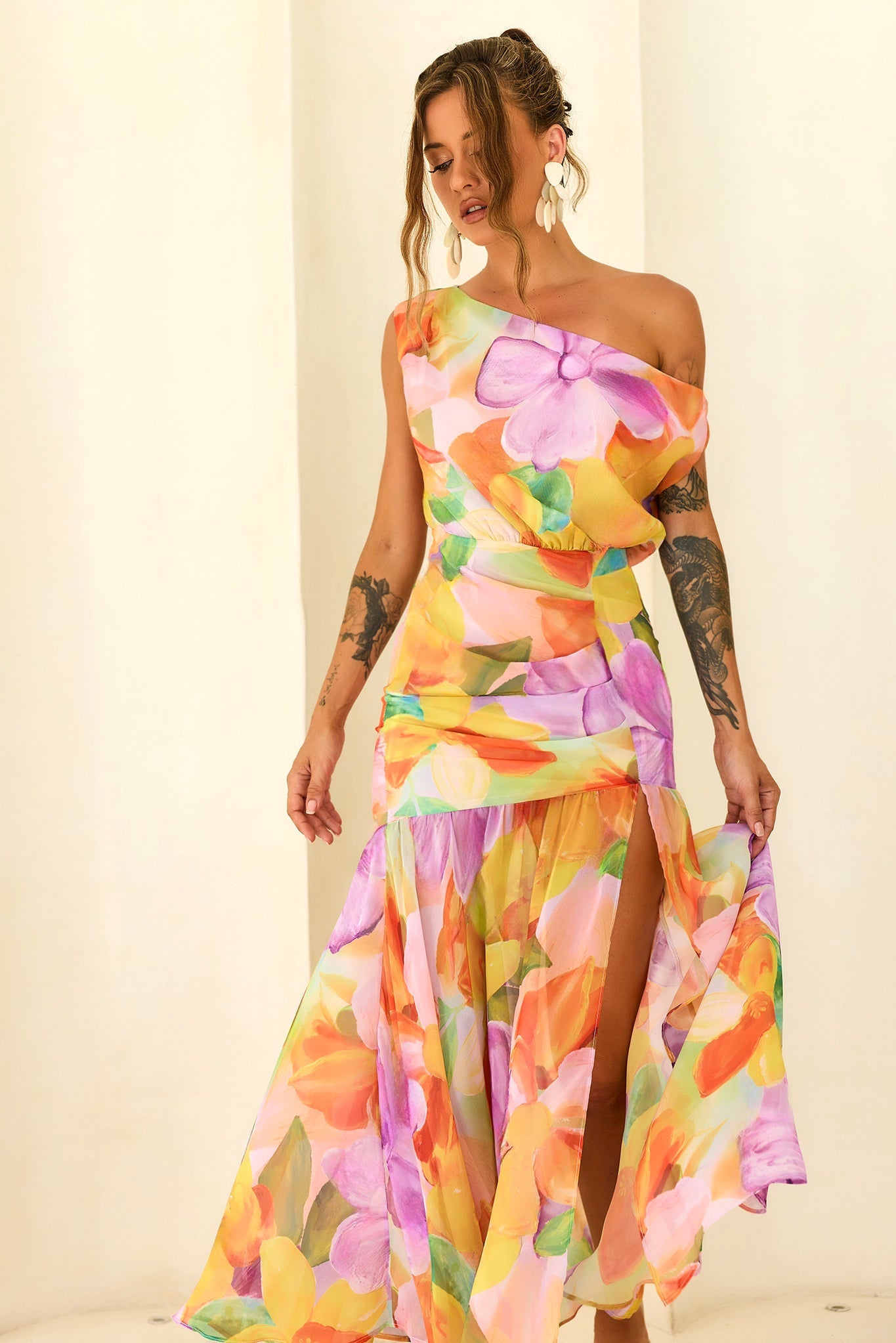 Darling Days Chiffon Maxi Dress - Orange Multi