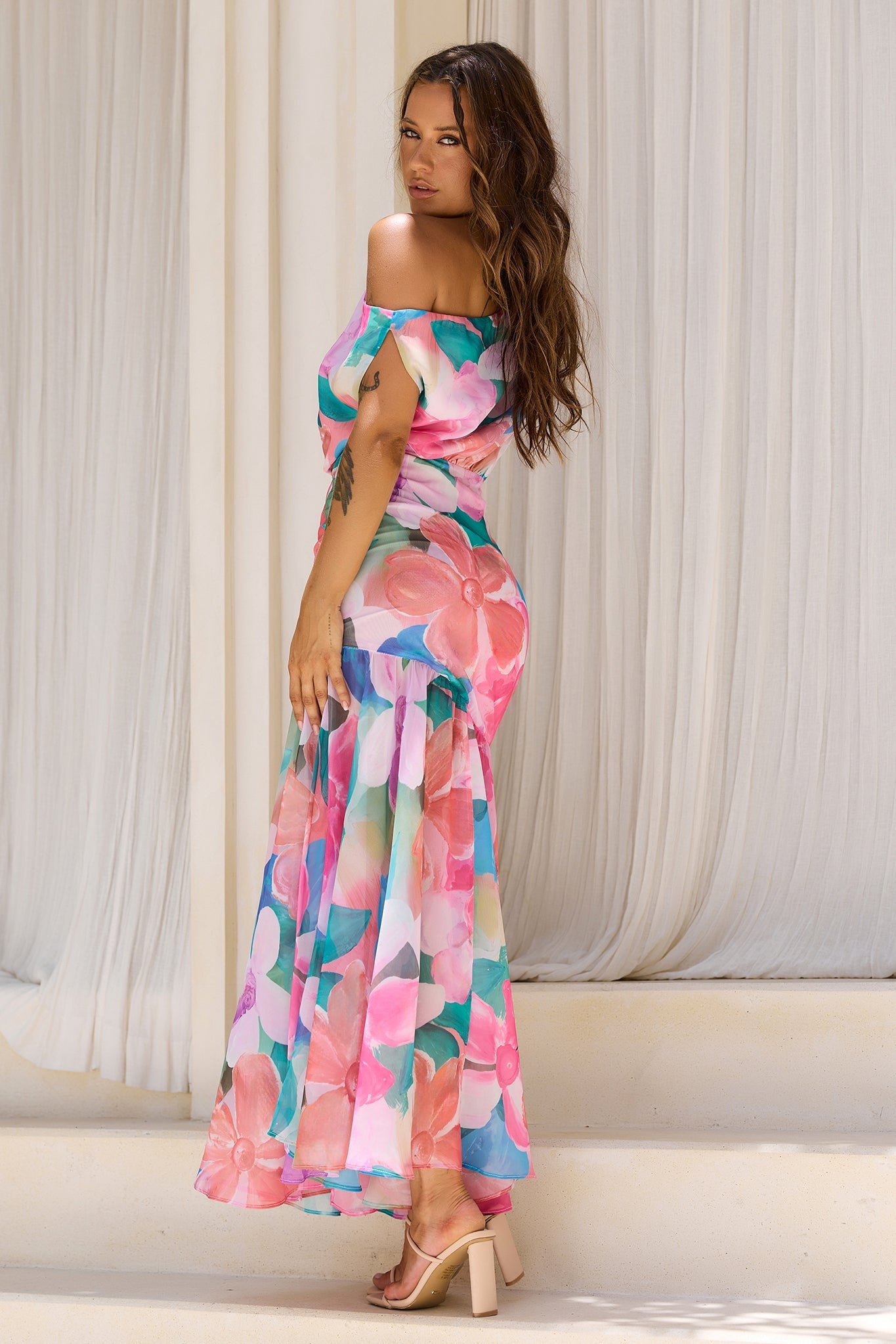 Darling Days Chiffon Maxi Dress - Pink Multi