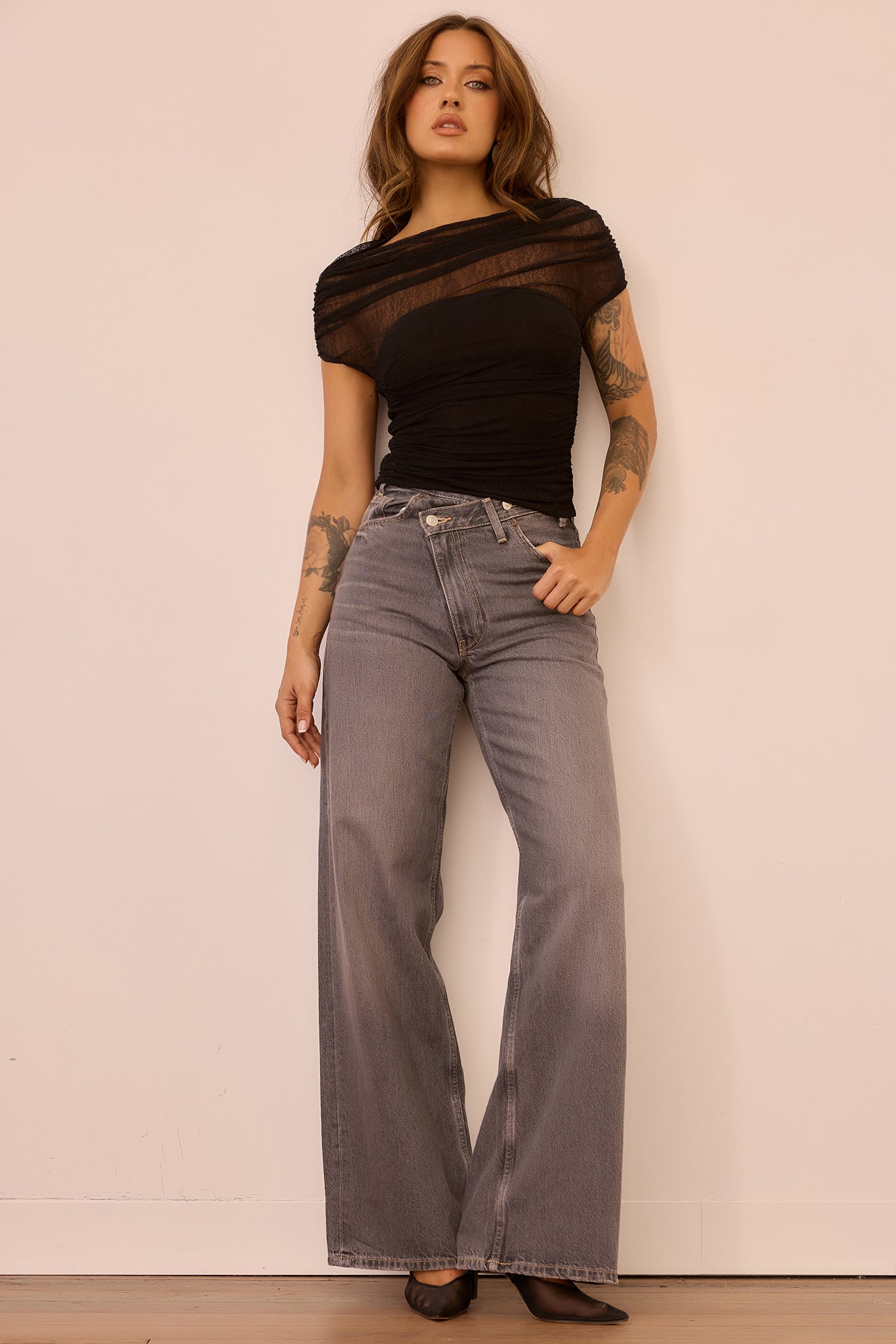 Dazzle Desire Mesh Top - Black