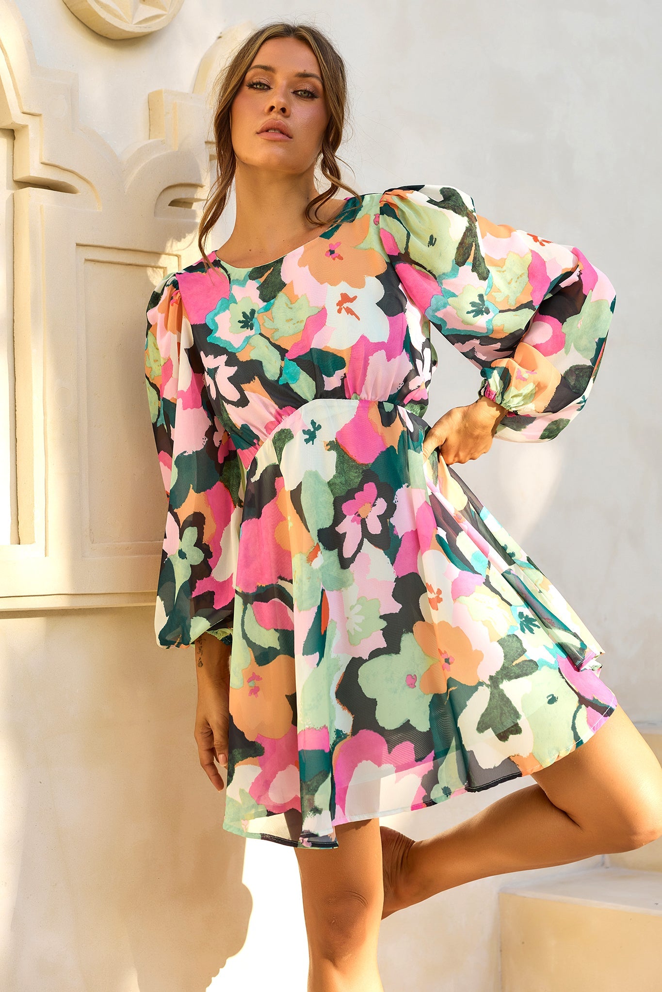 End Game Mini Dress - Green Multi