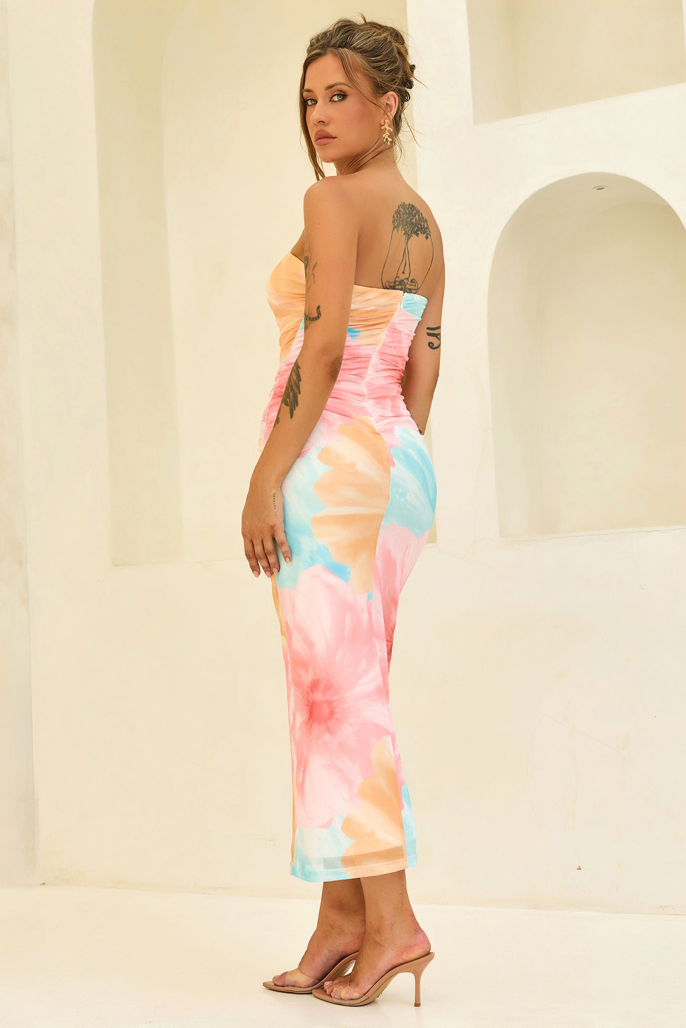 Euphoria Hour Mesh Midi Dress - Pink Blue