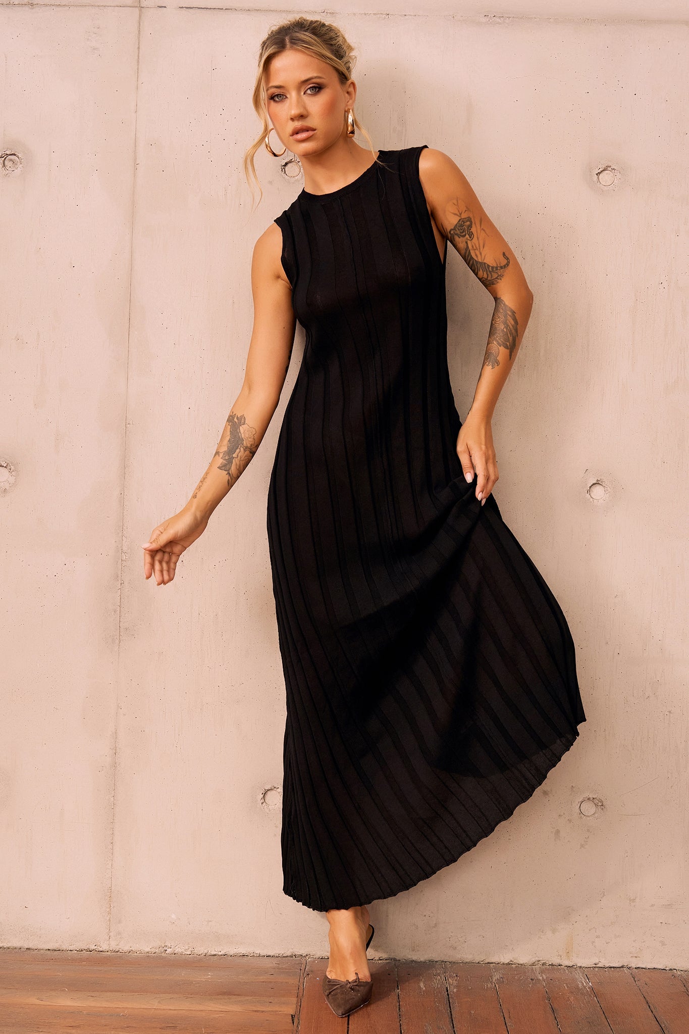 Francis Knit Maxi Dress - Black