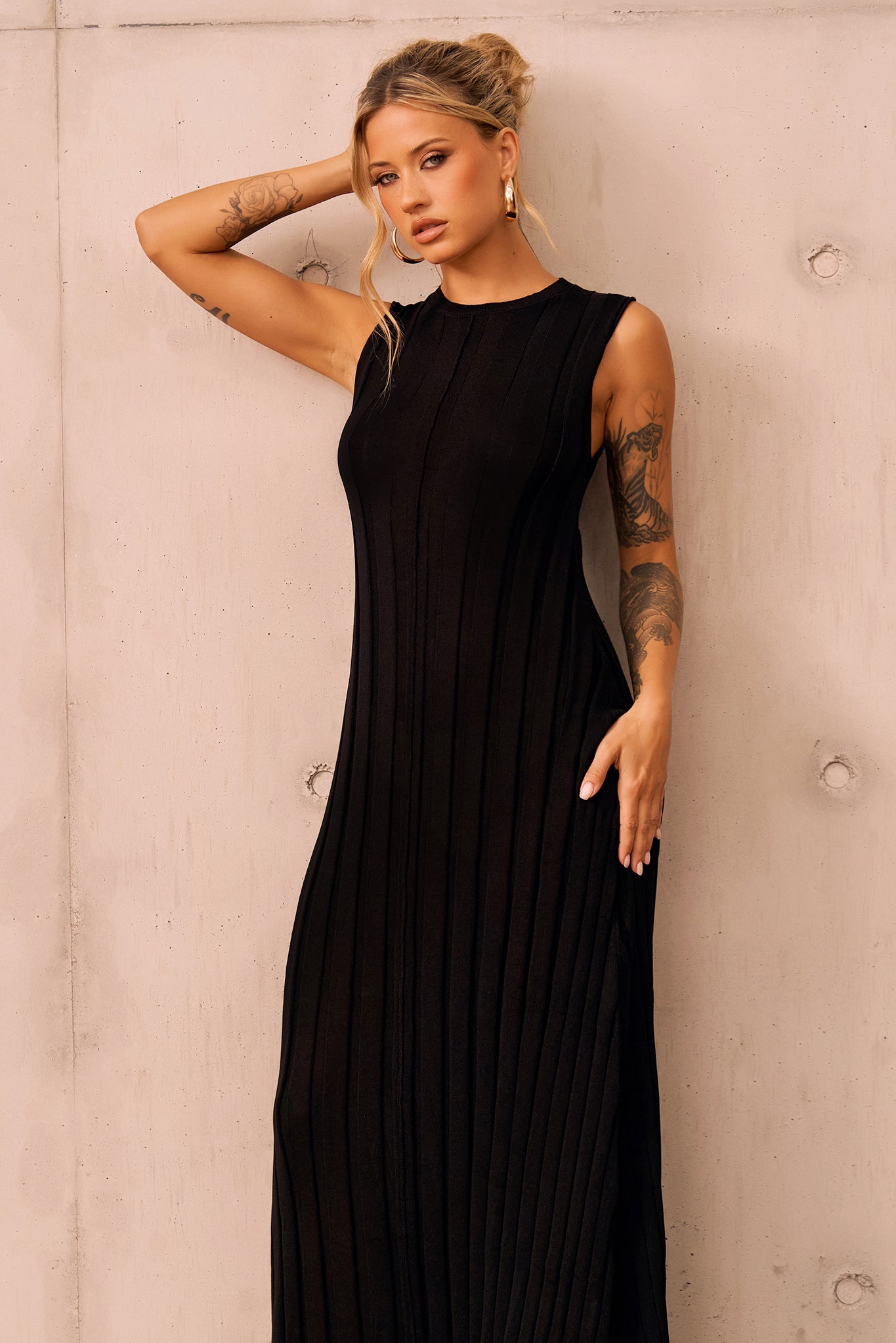 Francis Knit Maxi Dress - Black