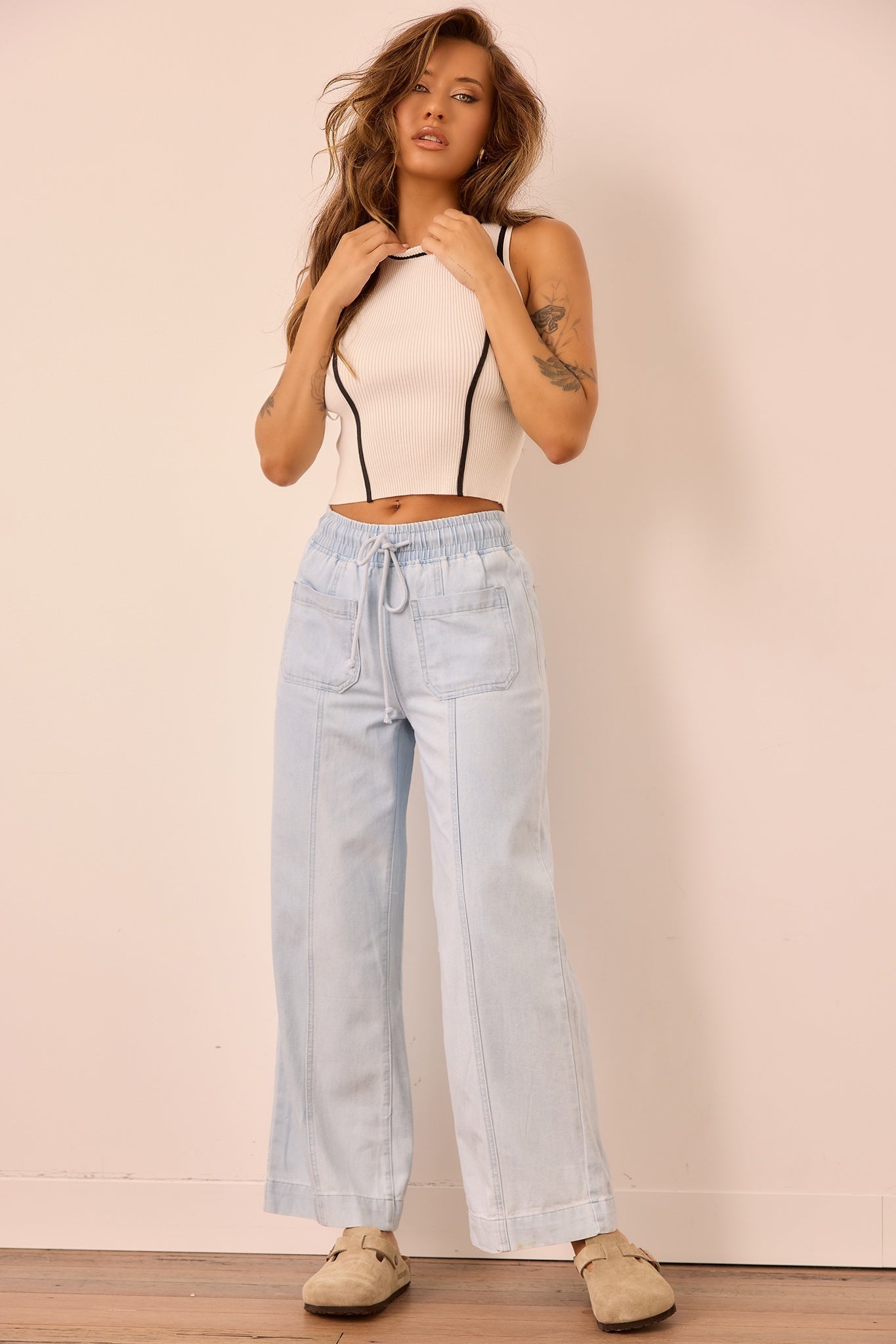 Gossip And Glitz Denim Pants - Light Blue