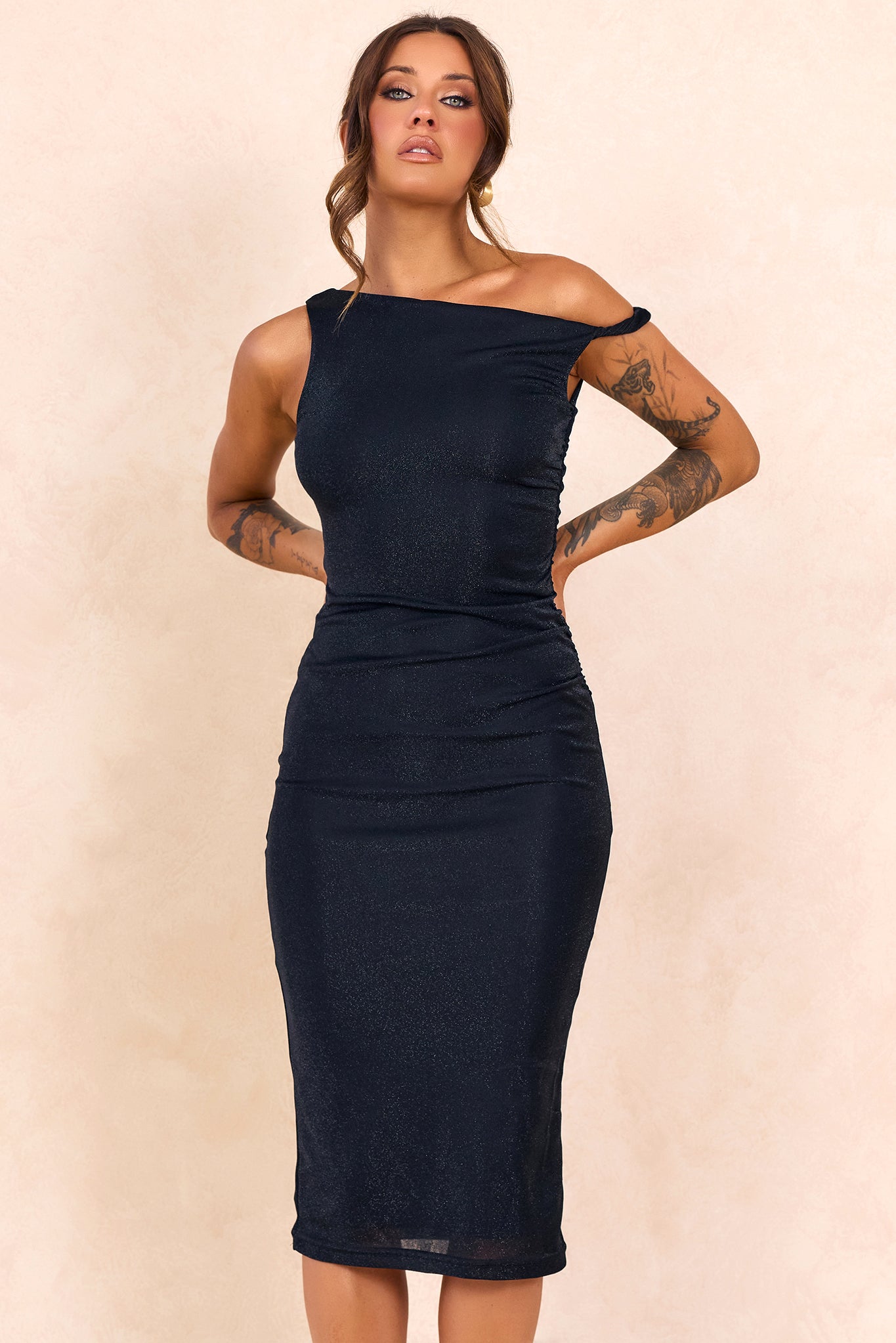 Luxe Lovers Lurex Jersey Midi Dress - Black