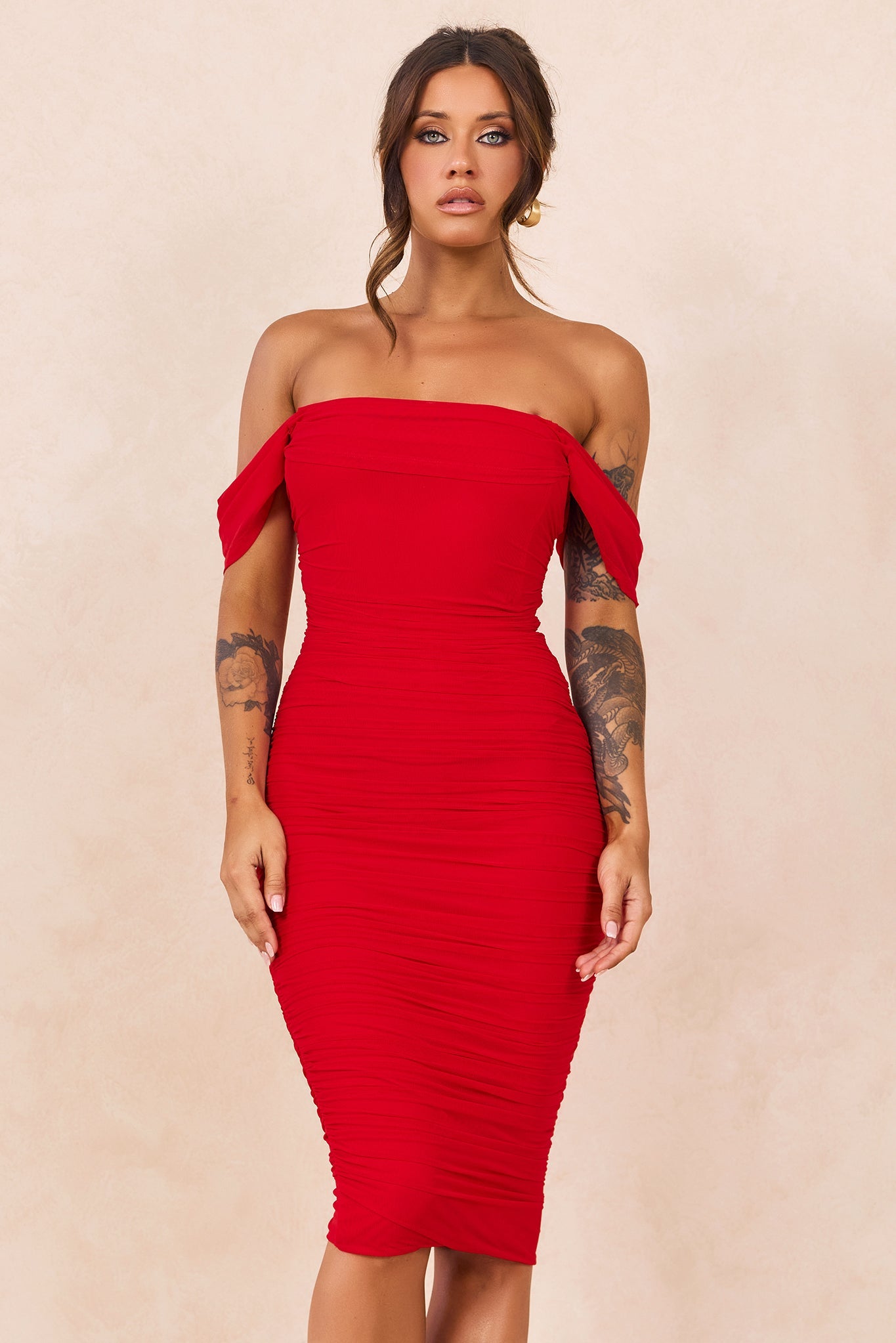 Main Character Mesh Midi Dress - Red