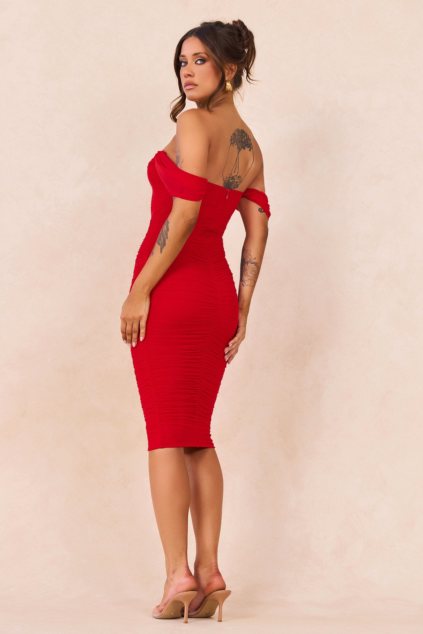 Main Character Mesh Midi Dress - Red