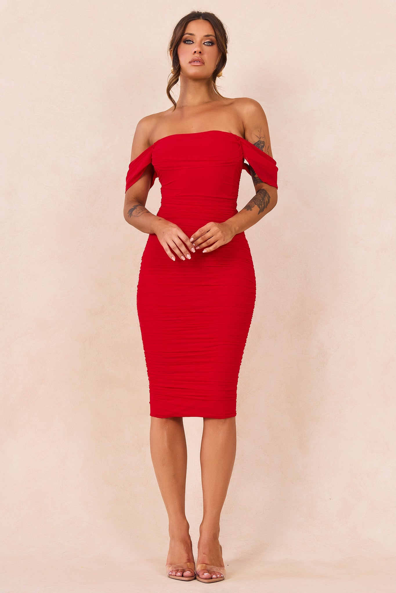 Main Character Mesh Midi Dress - Red