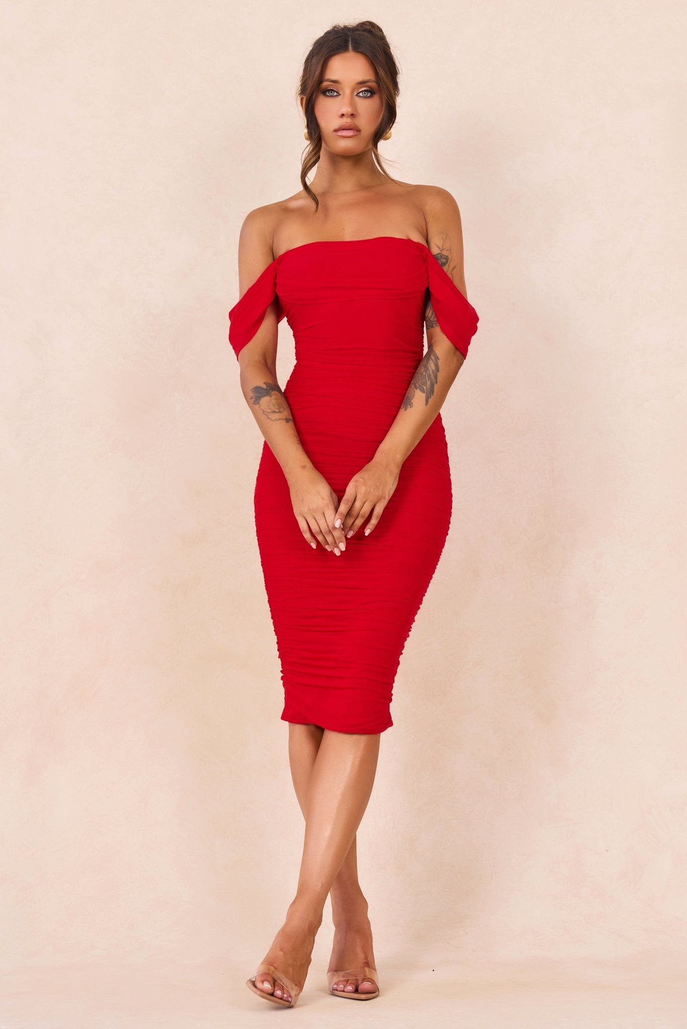 Main Character Mesh Midi Dress - Red