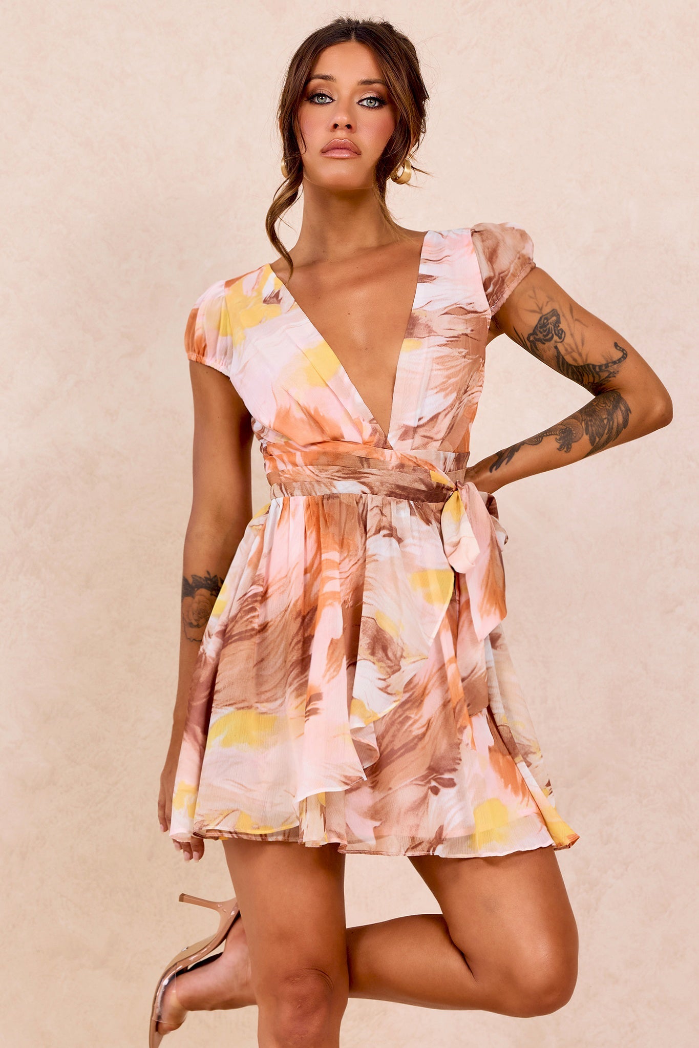 Marbella Mini Dress - Orange Multi