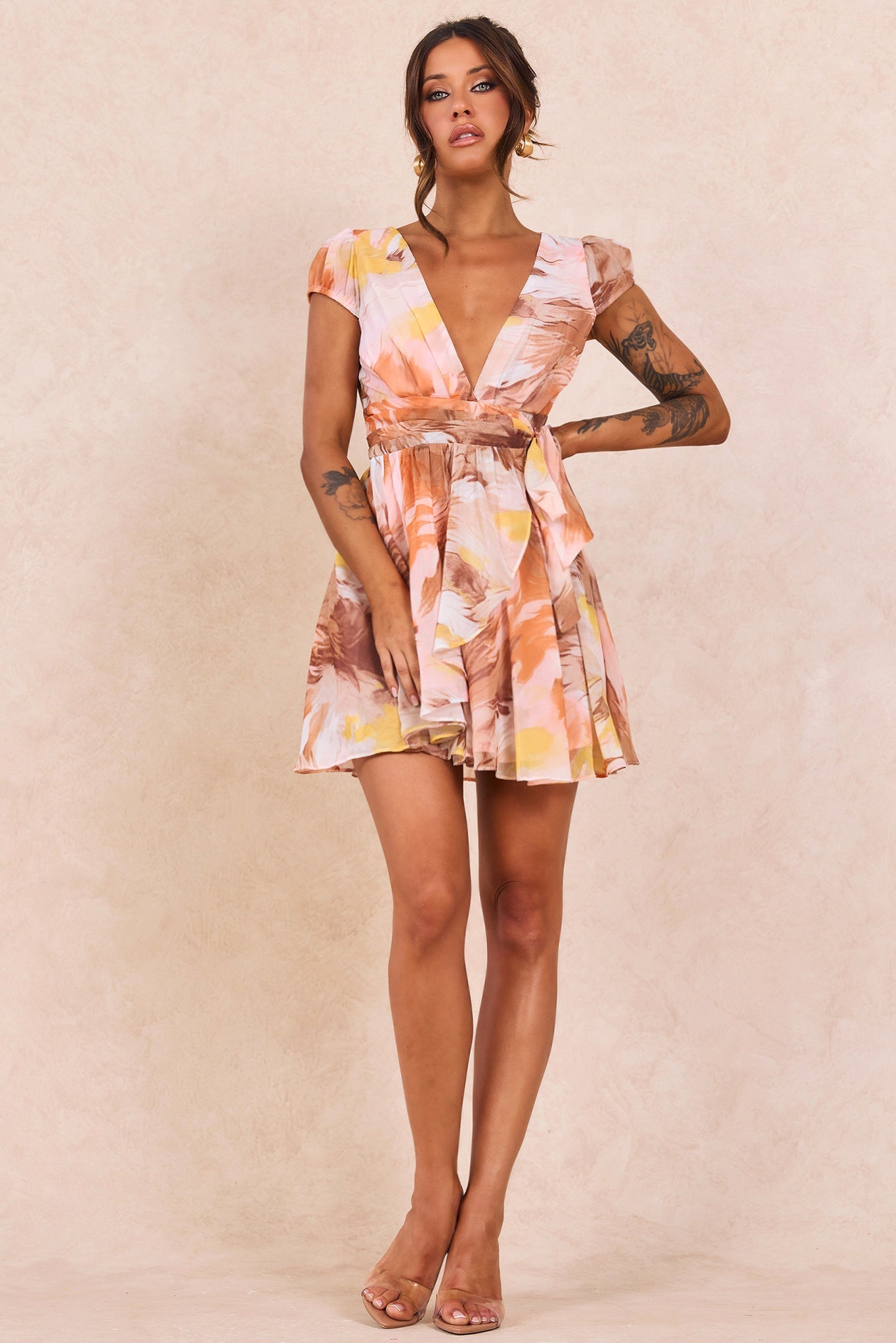 Marbella Mini Dress - Orange Multi