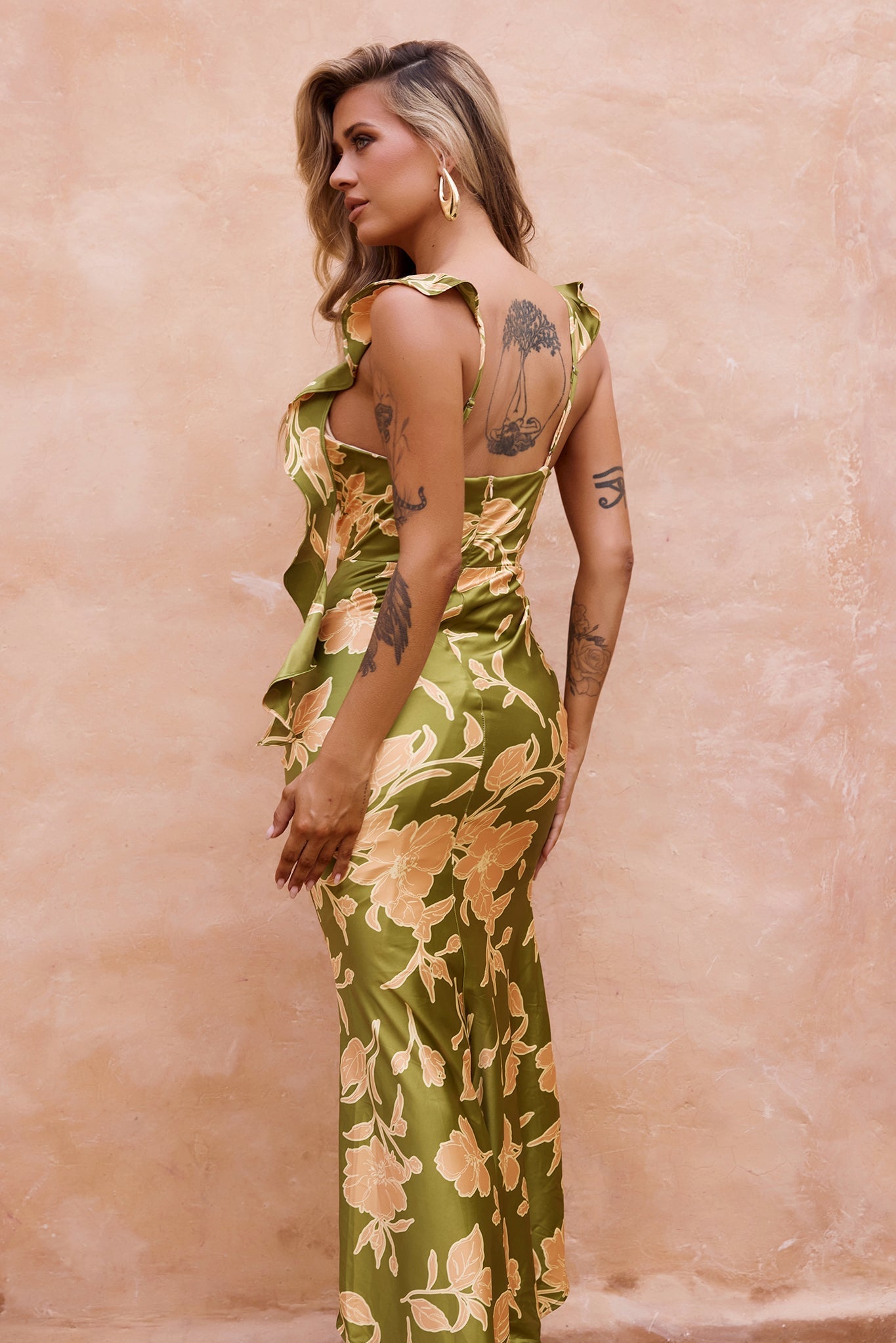 Marigold Dream Maxi Dress - Olive